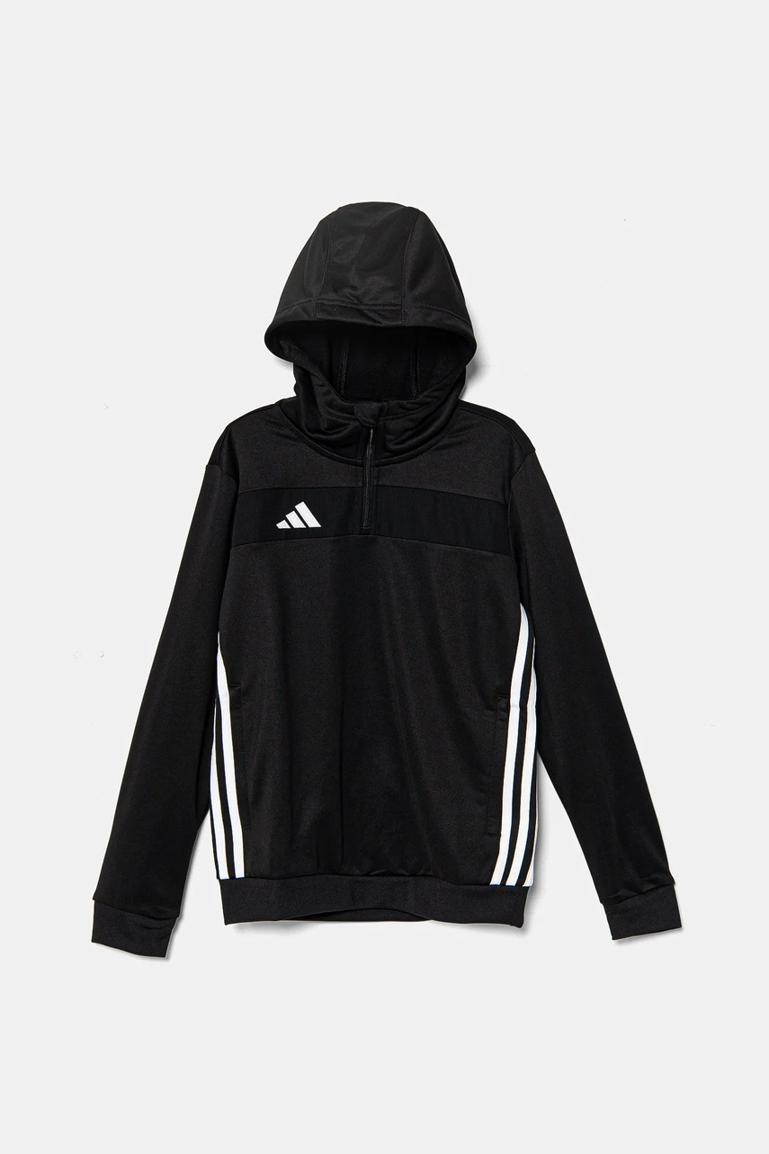 Детская кофта adidas Performance цвет чёрный с капюшоном с аппликацией JD3053