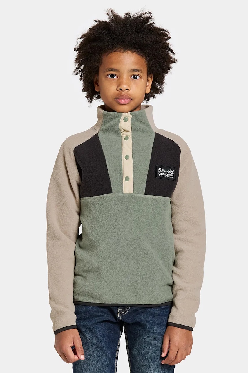 Didriksons bluza copii YOKTO K 1/2 BTN culoarea verde, neted, 505780 Didriksons bluza copii YOKTO K 1/2 BTN culoarea verde, neted, 505780