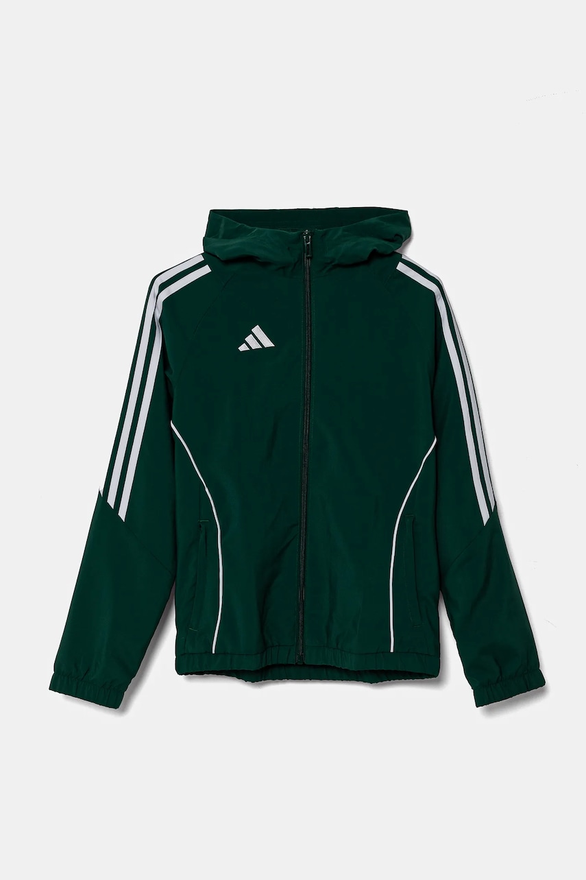 adidas Performance bluză pentru copii culoarea verde, cu glugă, cu imprimeu, IM8796 adidas Performance bluză pentru copii culoarea verde, cu glugă, cu imprimeu, IM8796