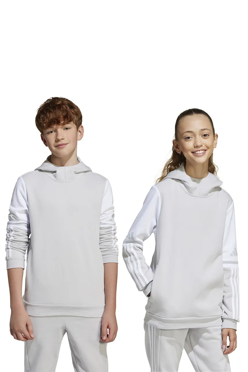 adidas Performance bluza copii culoarea gri, cu glugă, modelator, JD4808