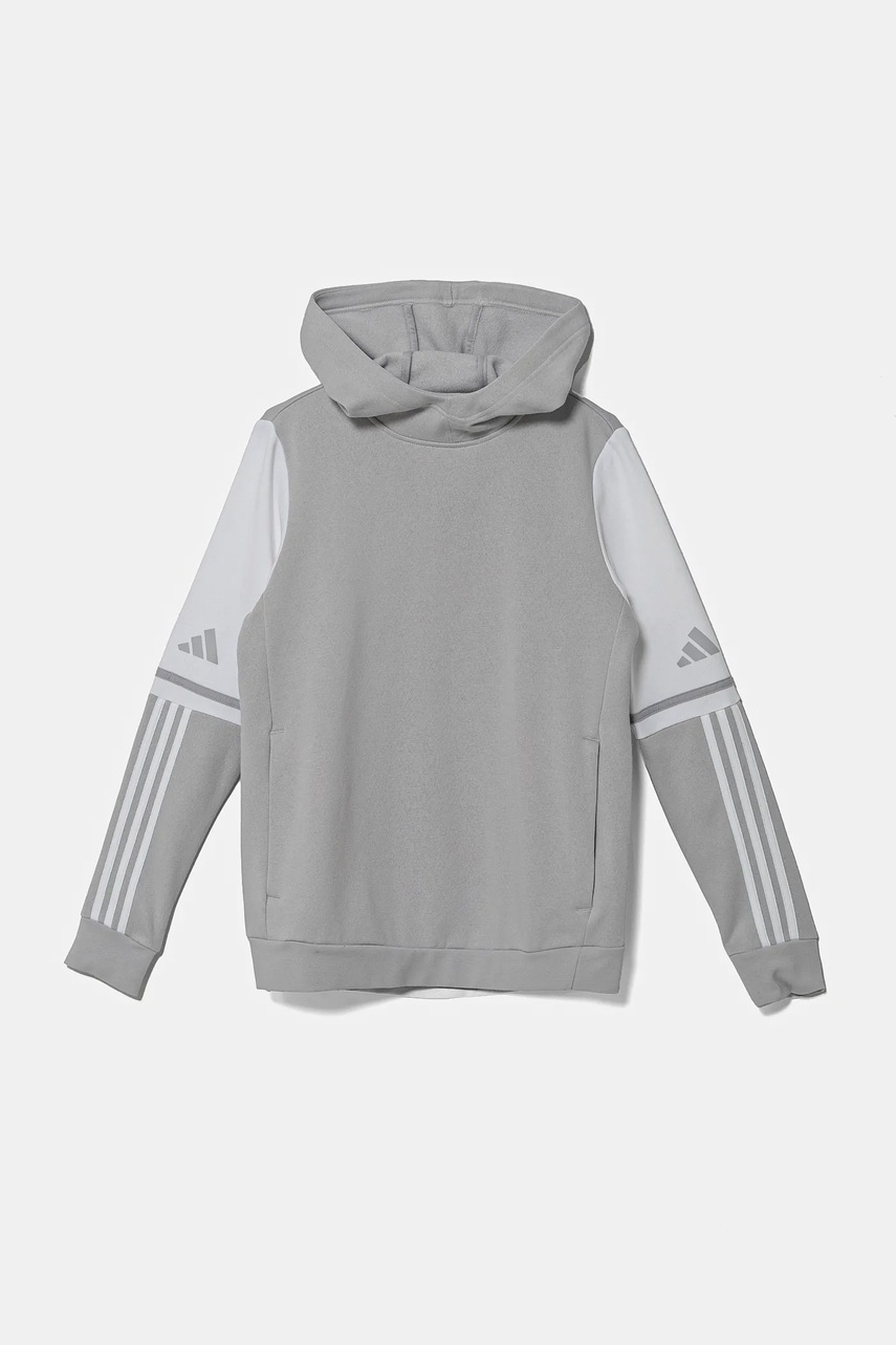 Детская кофта adidas Performance цвет серый с капюшоном узор JD4808