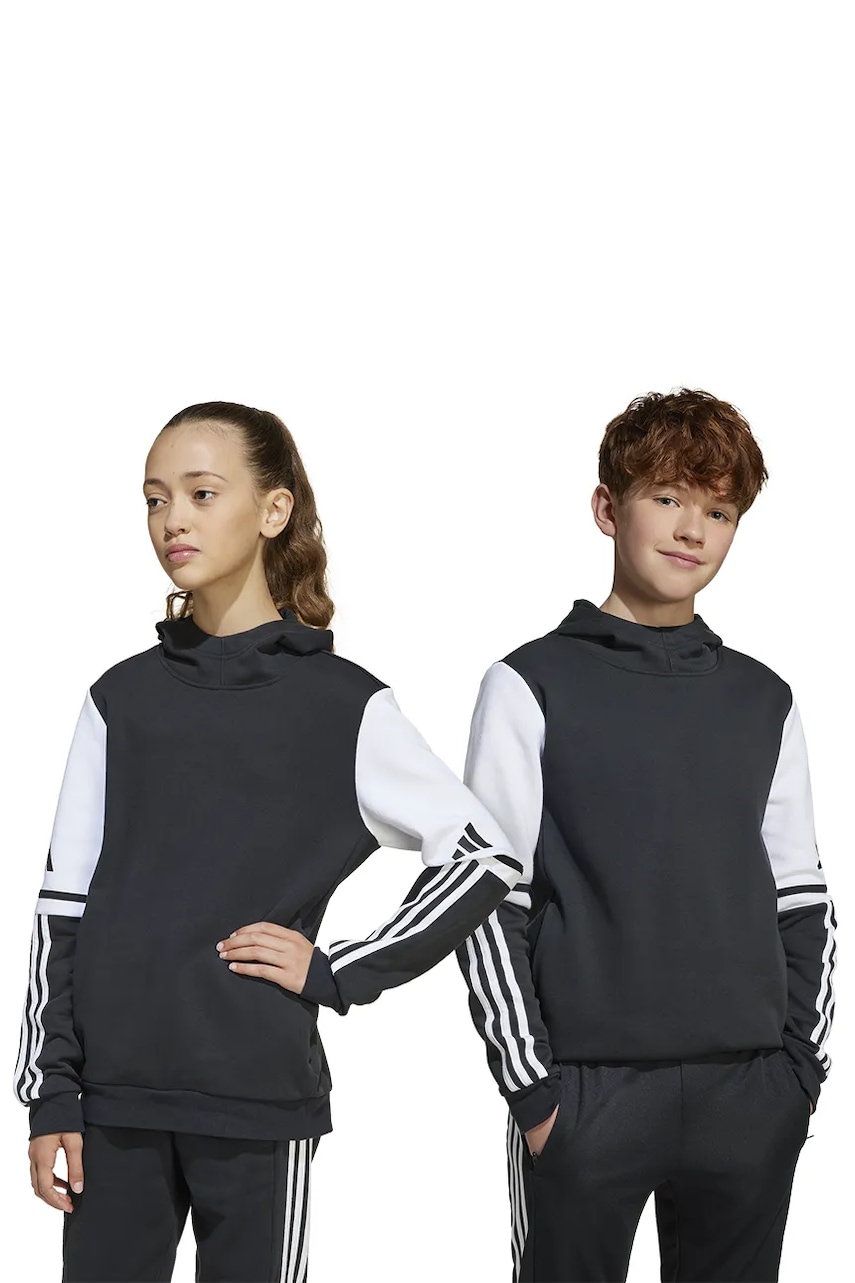 adidas Performance bluza copii culoarea negru, cu glugă, modelator, JE2768