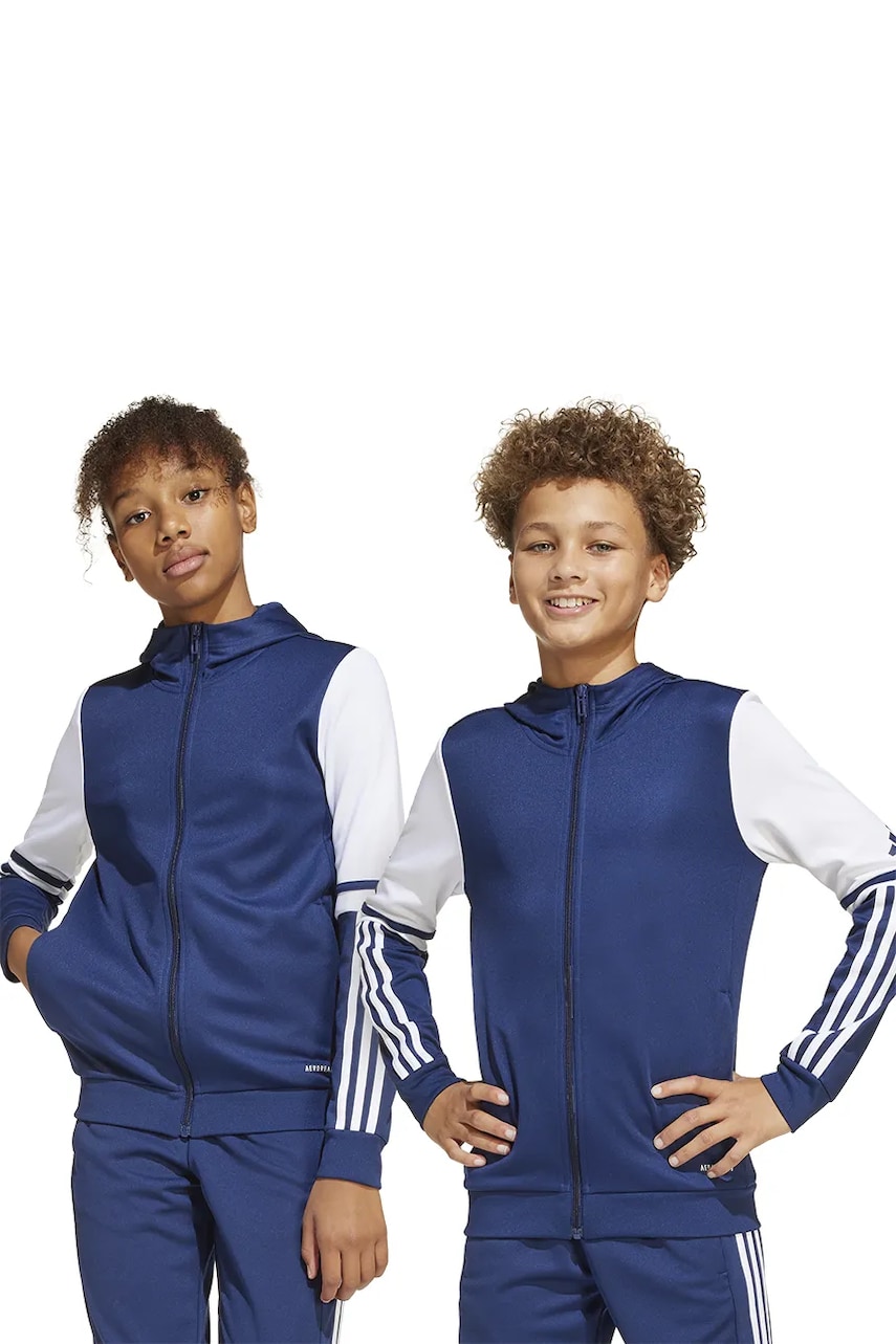 adidas Performance bluza copii culoarea albastru marin, cu glugă, modelator, JD4800