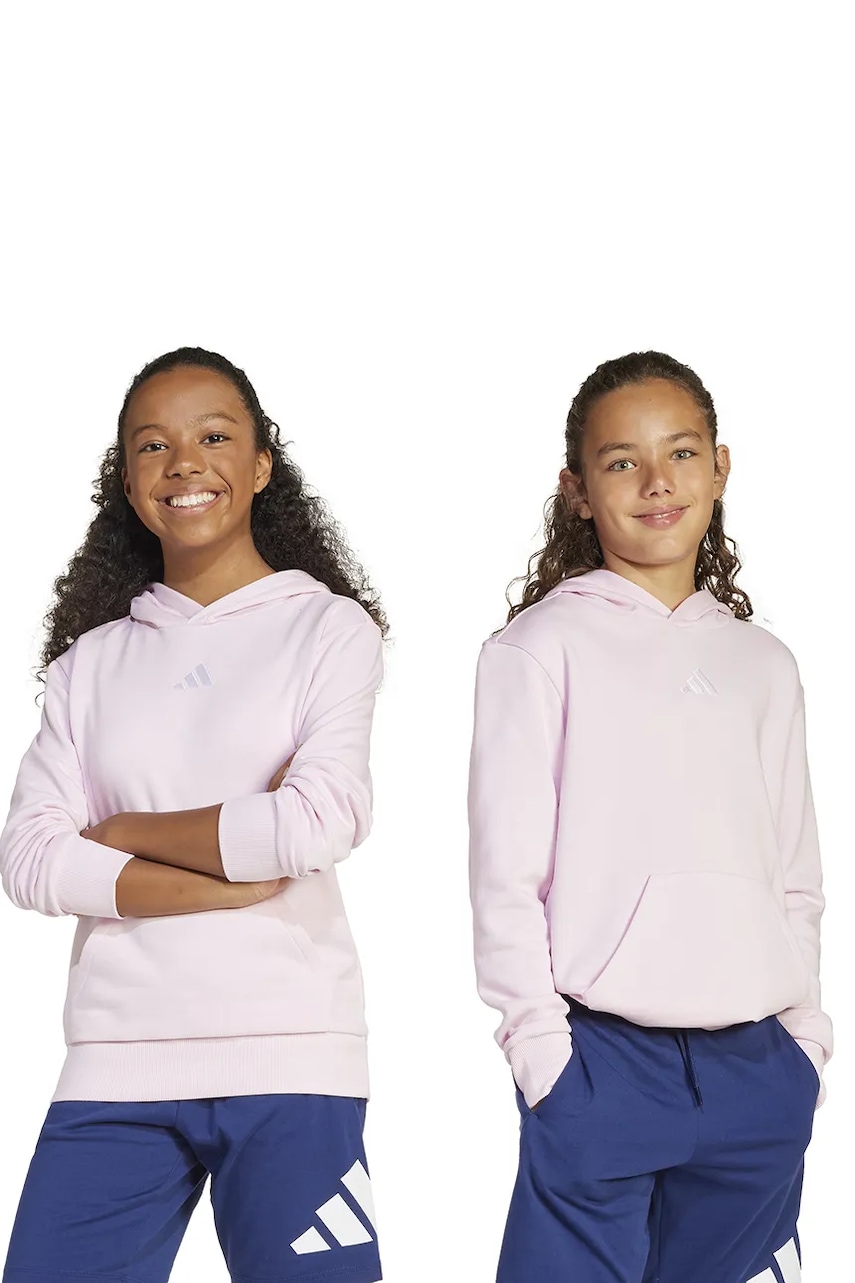 adidas bluză copii culoarea roz, cu glugă, uni, JC9773