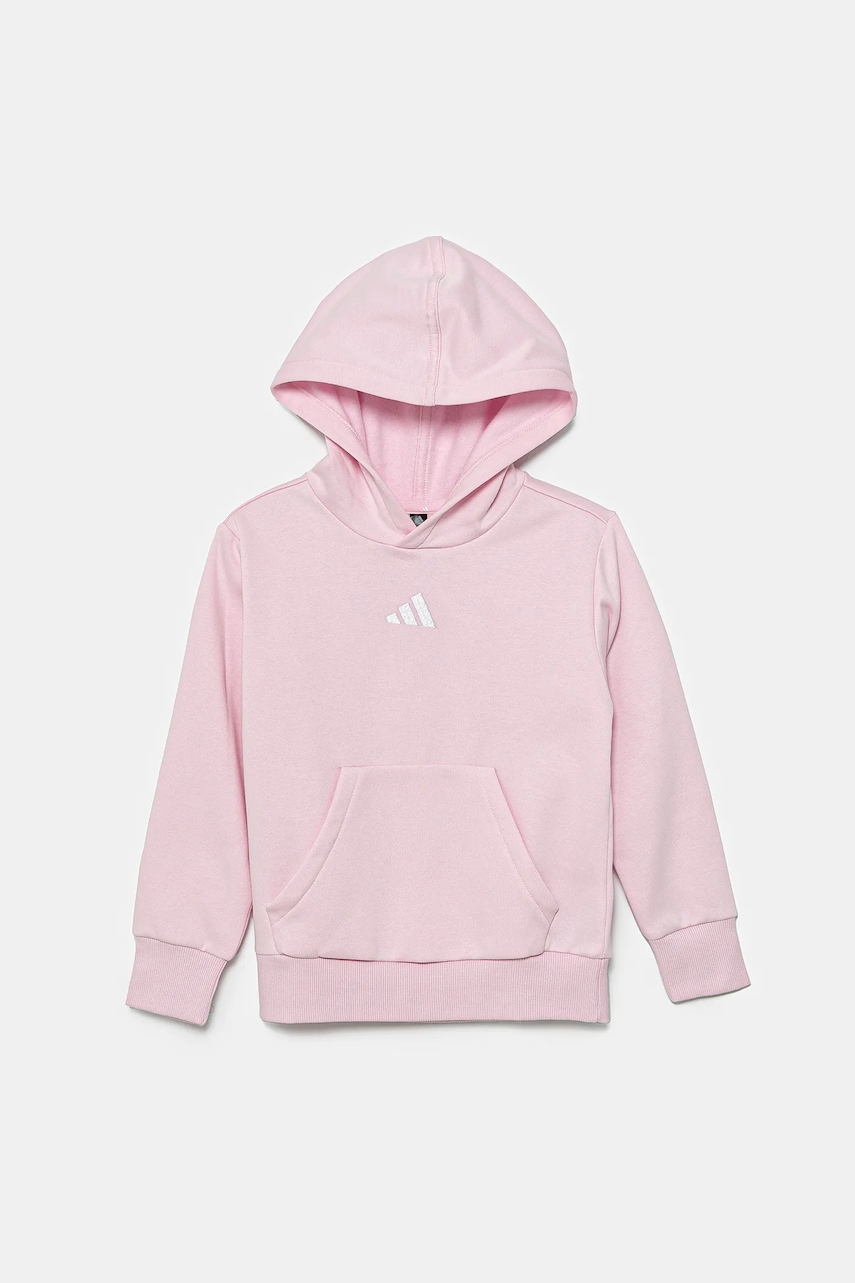 Детская кофта adidas цвет розовый с капюшоном однотонная JC9773 Детская кофта adidas цвет розовый с капюшоном однотонная JC9773