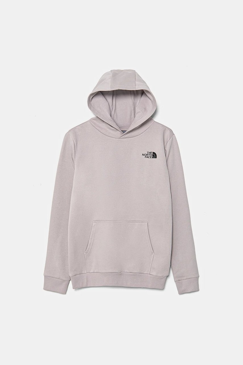 The North Face bluza copii TEEN SIMPLE DOME HOODIE culoarea gri, cu glugă, neted, NF0A8AXV1OA1 The North Face bluza copii TEEN SIMPLE DOME HOODIE culoarea gri, cu glugă, neted, NF0A8AXV1OA1