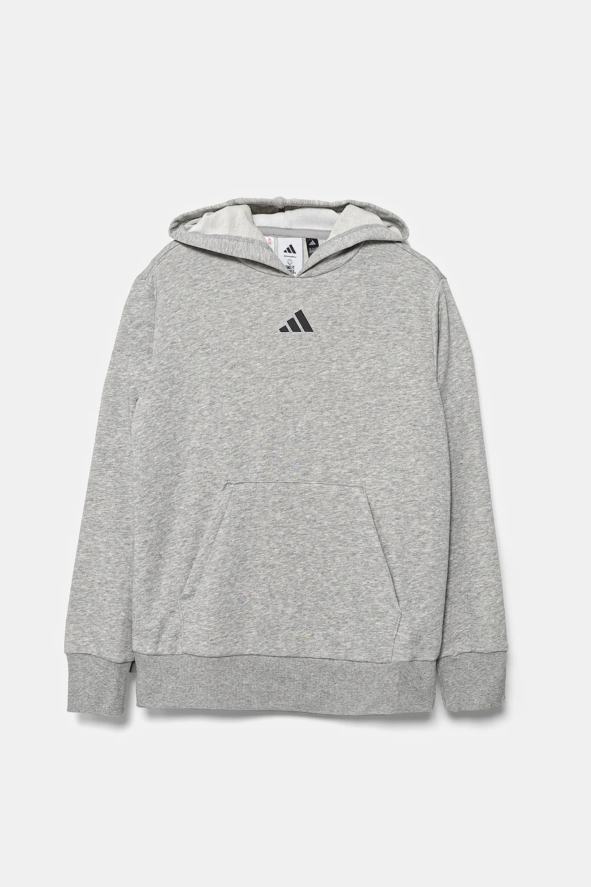 Детская кофта adidas цвет серый с капюшоном меланж JD3288 Детская кофта adidas цвет серый с капюшоном меланж JD3288
