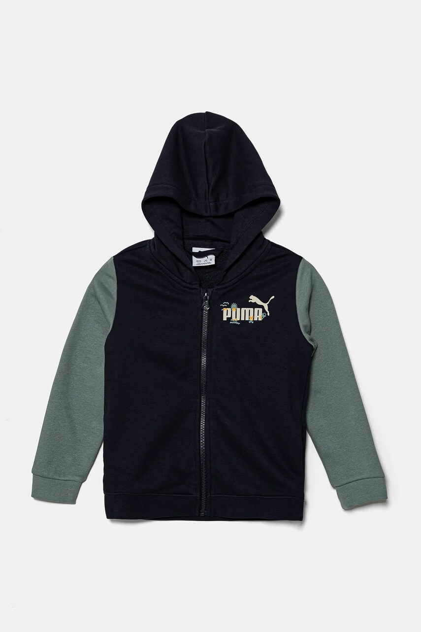 Levně Dětská mikina Puma SANDY ADVENTURES Hoodie Full-Zip TR tmavomodrá barva, s kapucí, s potiskem, 685158
