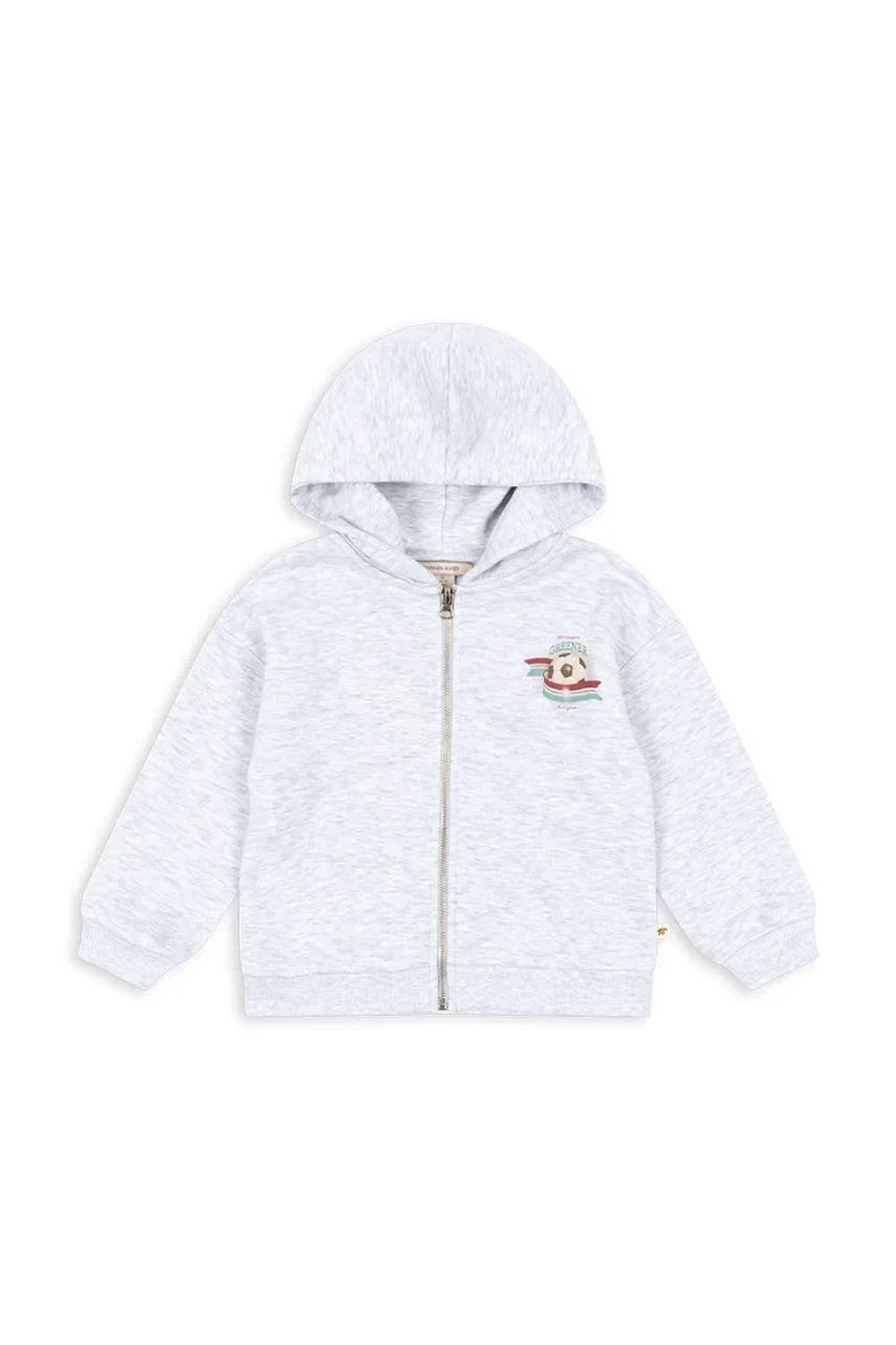 Детская кофта Konges Sløjd LOU HOODIE OCS цвет серый с капюшоном с принтом KS103005