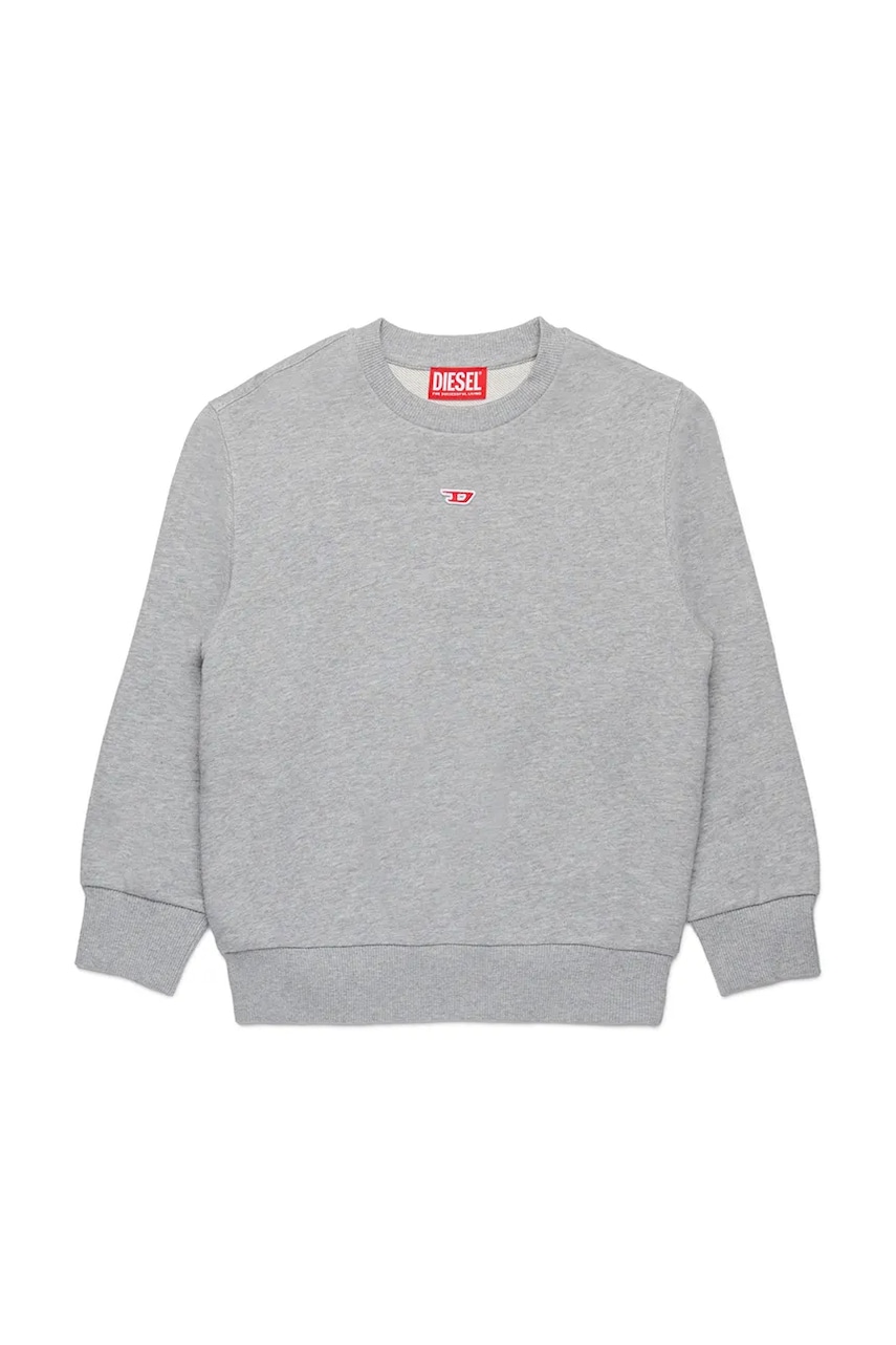 Diesel hanorac de bumbac pentru copii SGINND OVER SWEAT-SHIRT culoarea gri, neted, J02234 Diesel hanorac de bumbac pentru copii SGINND OVER SWEAT-SHIRT culoarea gri, neted, J02234
