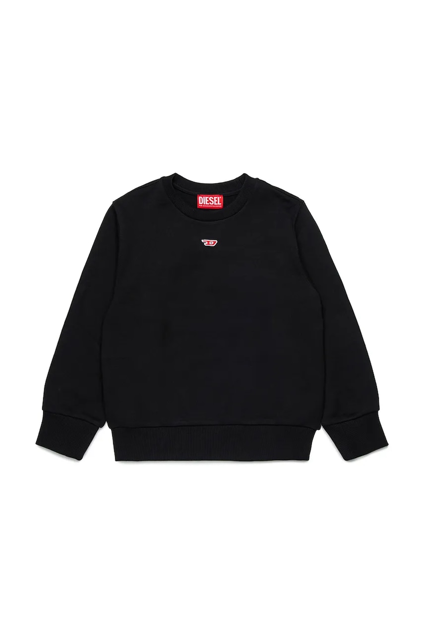Diesel hanorac de bumbac pentru copii SGINND OVER SWEAT-SHIRT culoarea negru, neted, J02234 Diesel hanorac de bumbac pentru copii SGINND OVER SWEAT-SHIRT culoarea negru, neted, J02234
