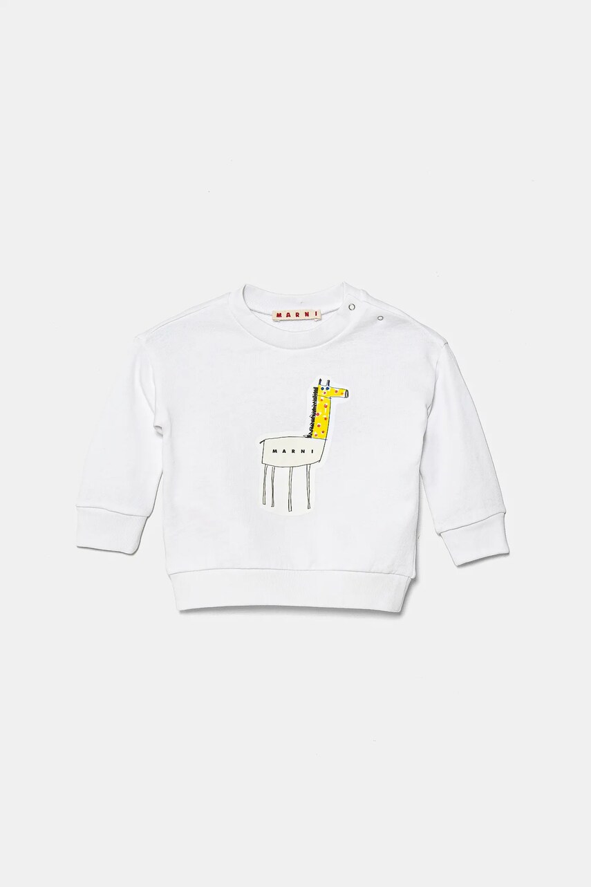Marni hanorac de bumbac pentru bebelusi MS304B SWEAT-SHIRT culoarea alb, cu imprimeu, M01405