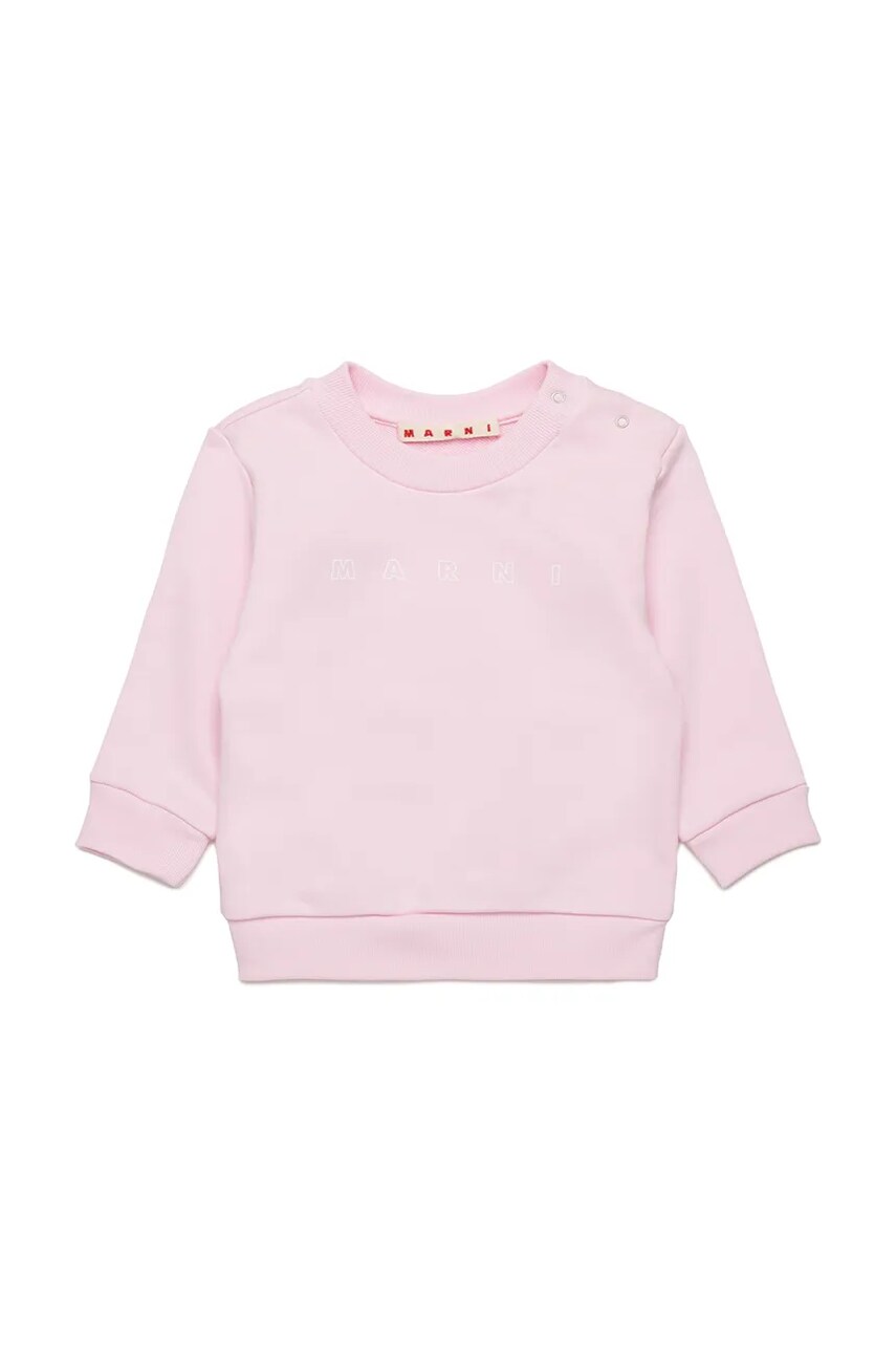 Marni hanorac de bumbac pentru bebelusi MS319B SWEAT-SHIRT culoarea roz, cu imprimeu, M01437