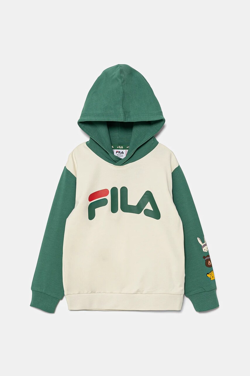 Fila bluza copii LUBSKO culoarea verde, cu glugă, cu imprimeu, FAK0393