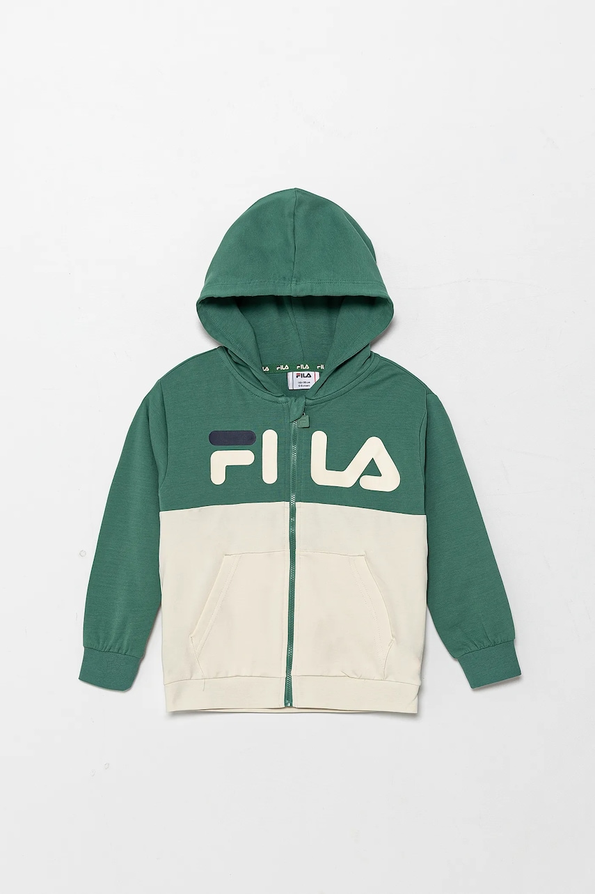 Fila bluză copii LONAY culoarea verde, cu glugă, cu imprimeu, FAK0406