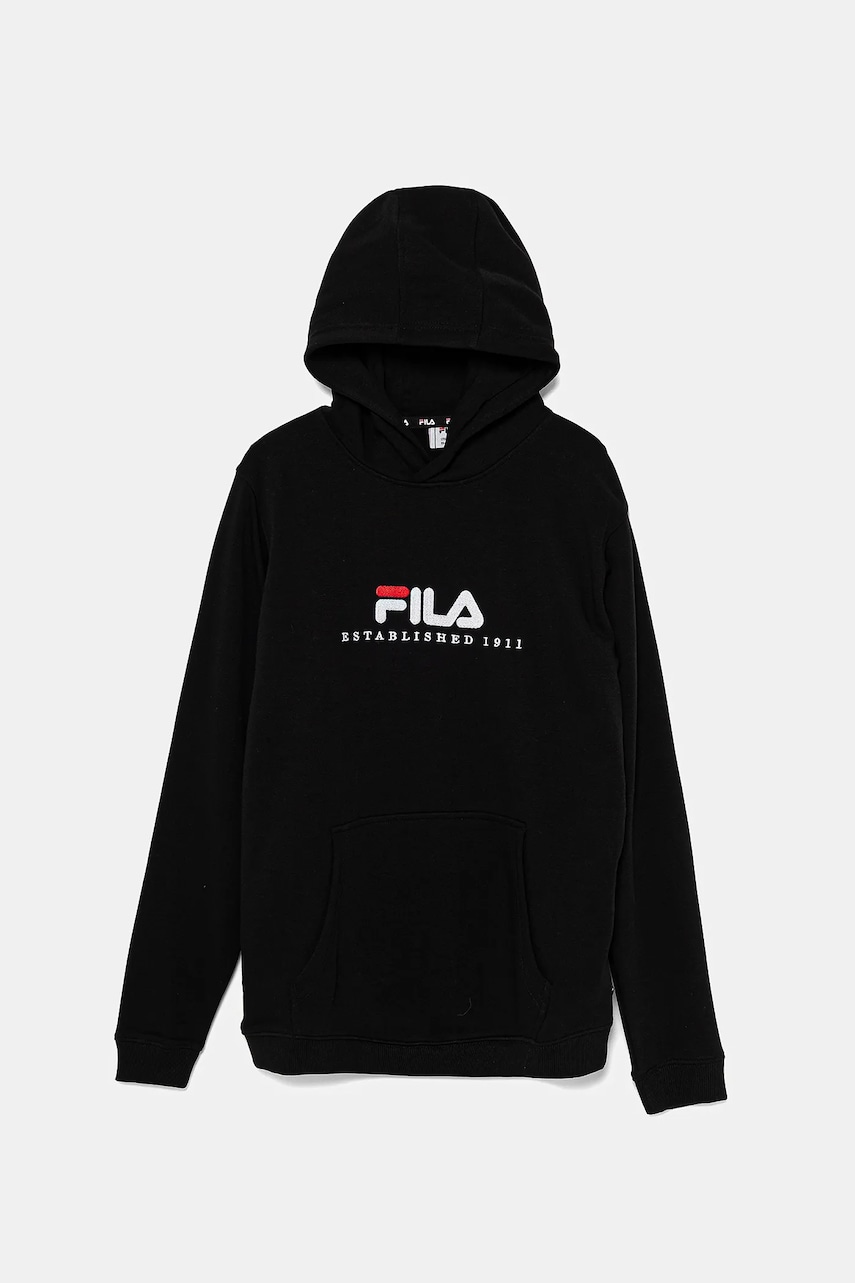 Fila bluza copii LODDIN culoarea negru, cu glugă, cu imprimeu, FAT0624 Fila bluza copii LODDIN culoarea negru, cu glugă, cu imprimeu, FAT0624