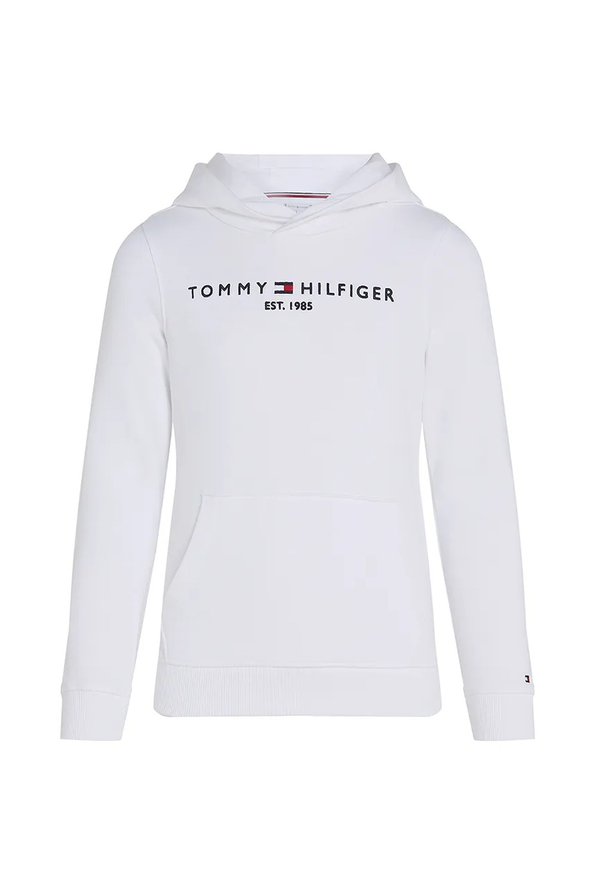 Детская хлопковая кофта Tommy Hilfiger цвет белый с капюшоном с аппликацией KS0KS00205