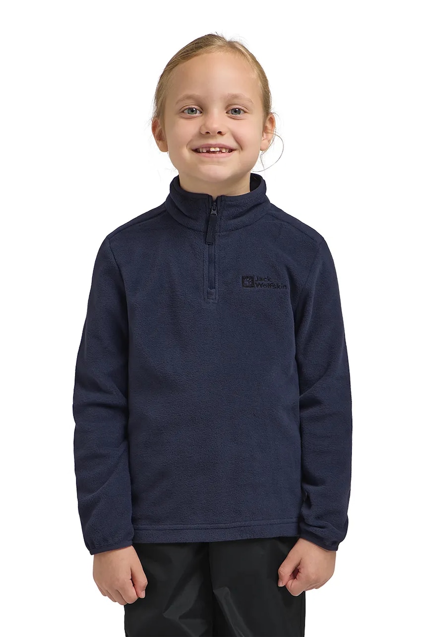Jack Wolfskin hanorac polar pentru copii TAUNUS HALFZIP K culoarea albastru marin, neted, 1605555 Jack Wolfskin hanorac polar pentru copii TAUNUS HALFZIP K culoarea albastru marin, neted, 1605555