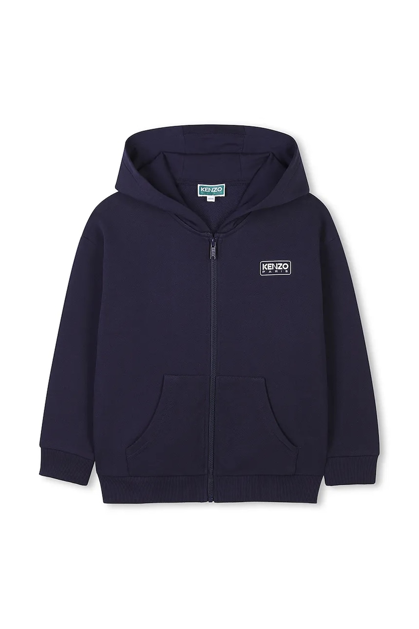 Kenzo Kids hanorac de bumbac pentru copii culoarea albastru marin, cu gluga, cu imprimeu, K61174