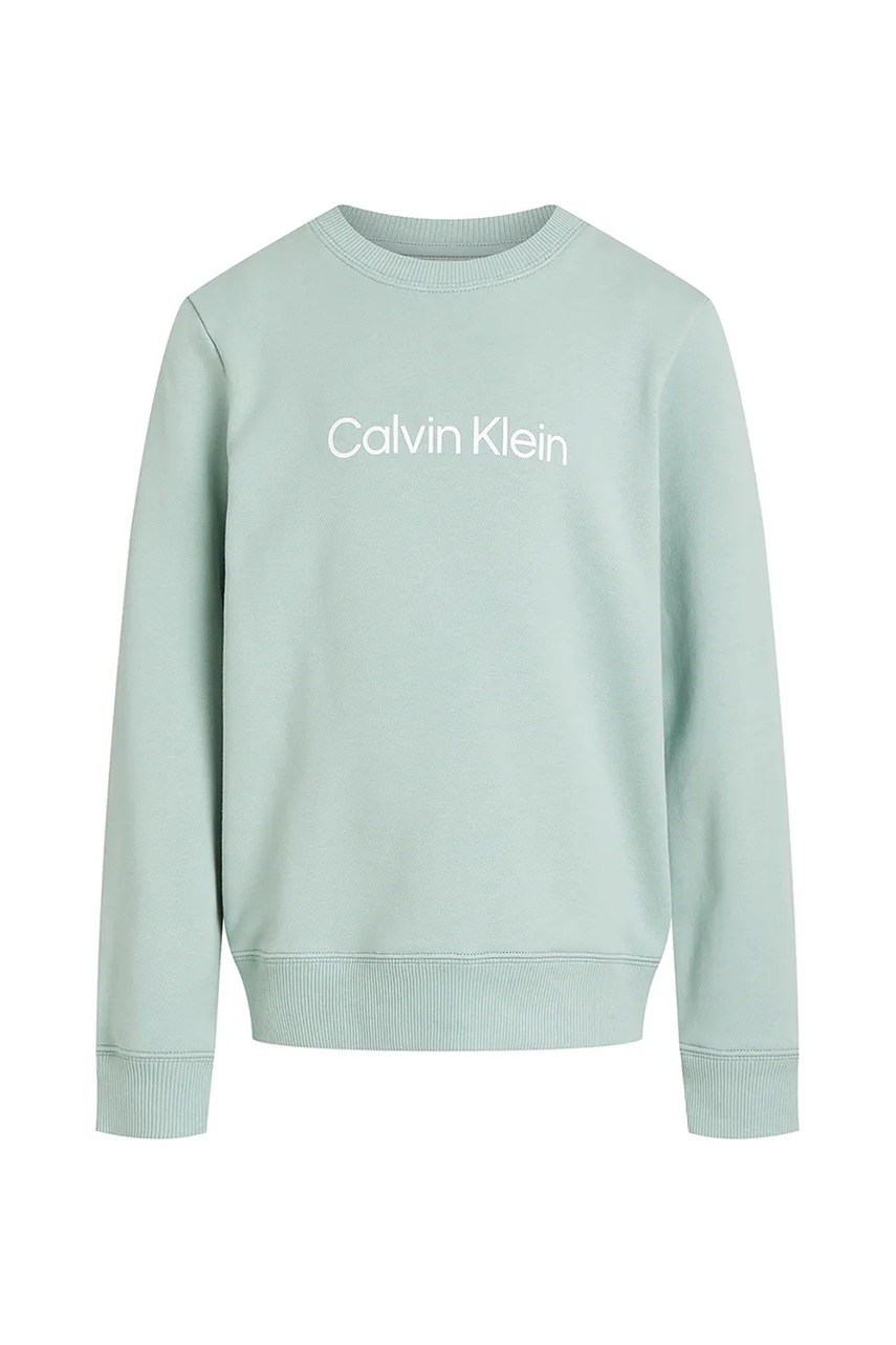 Детская хлопковая кофта Calvin Klein Jeans цвет бирюзовый с принтом IU0IU00680 Детская хлопковая кофта Calvin Klein Jeans цвет бирюзовый с принтом IU0IU00680