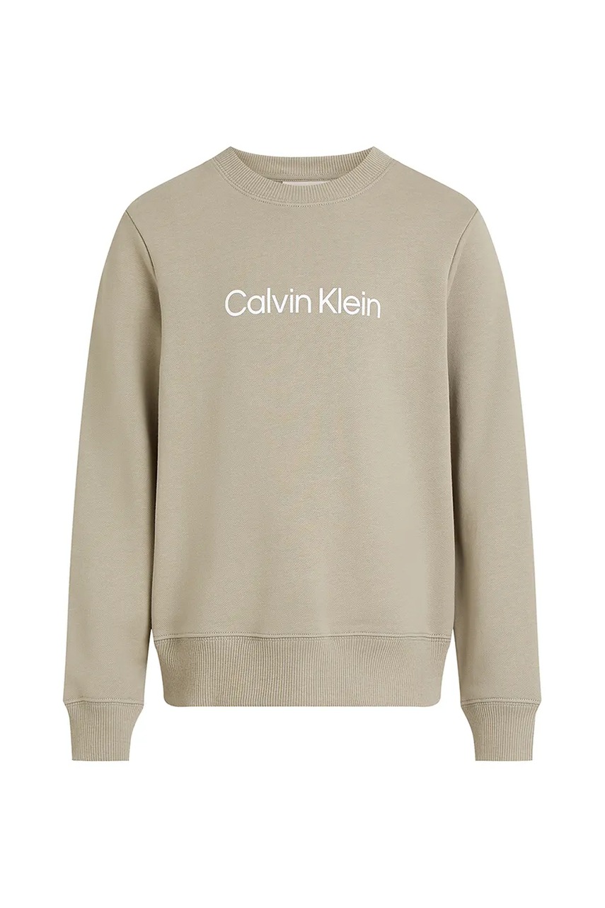 Детская хлопковая кофта Calvin Klein Jeans цвет зелёный с принтом IU0IU00680 Детская хлопковая кофта Calvin Klein Jeans цвет зелёный с принтом IU0IU00680