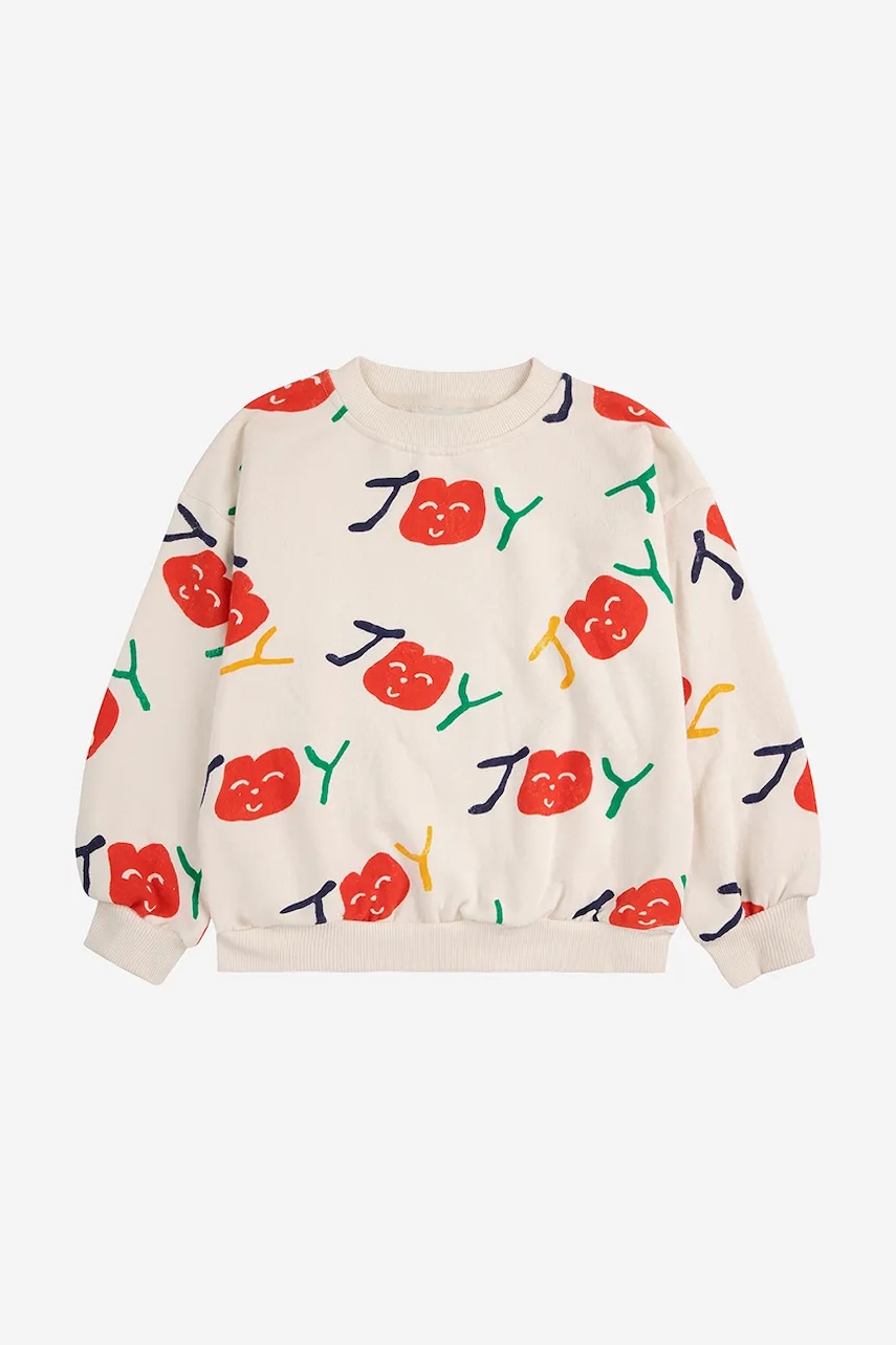 Детская хлопковая кофта Bobo Choses Smiling цвет белый узор 125AC037 Детская хлопковая кофта Bobo Choses Smiling цвет белый узор 125AC037