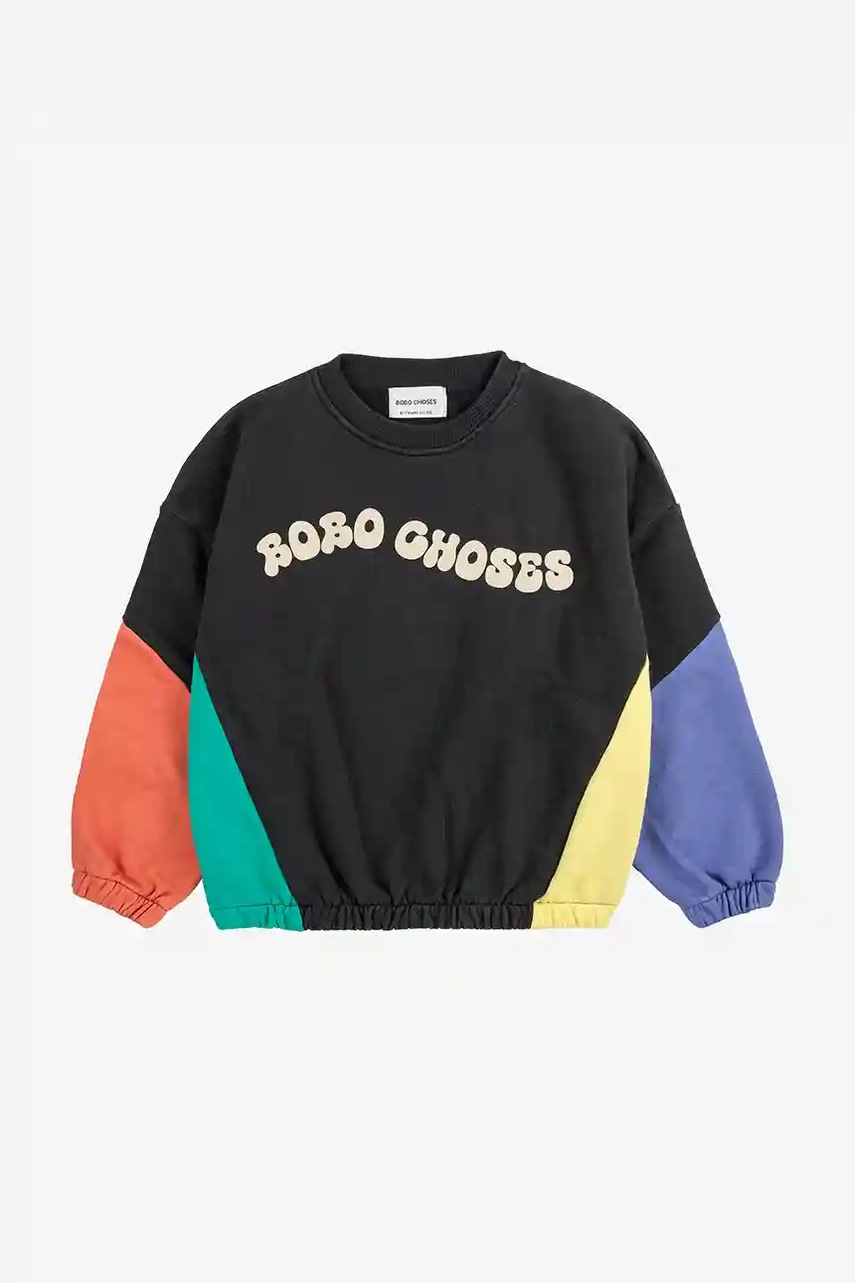Детская кофта Bobo Choses Wavy цвет чёрный с принтом 125AC046 Детская кофта Bobo Choses Wavy цвет чёрный с принтом 125AC046