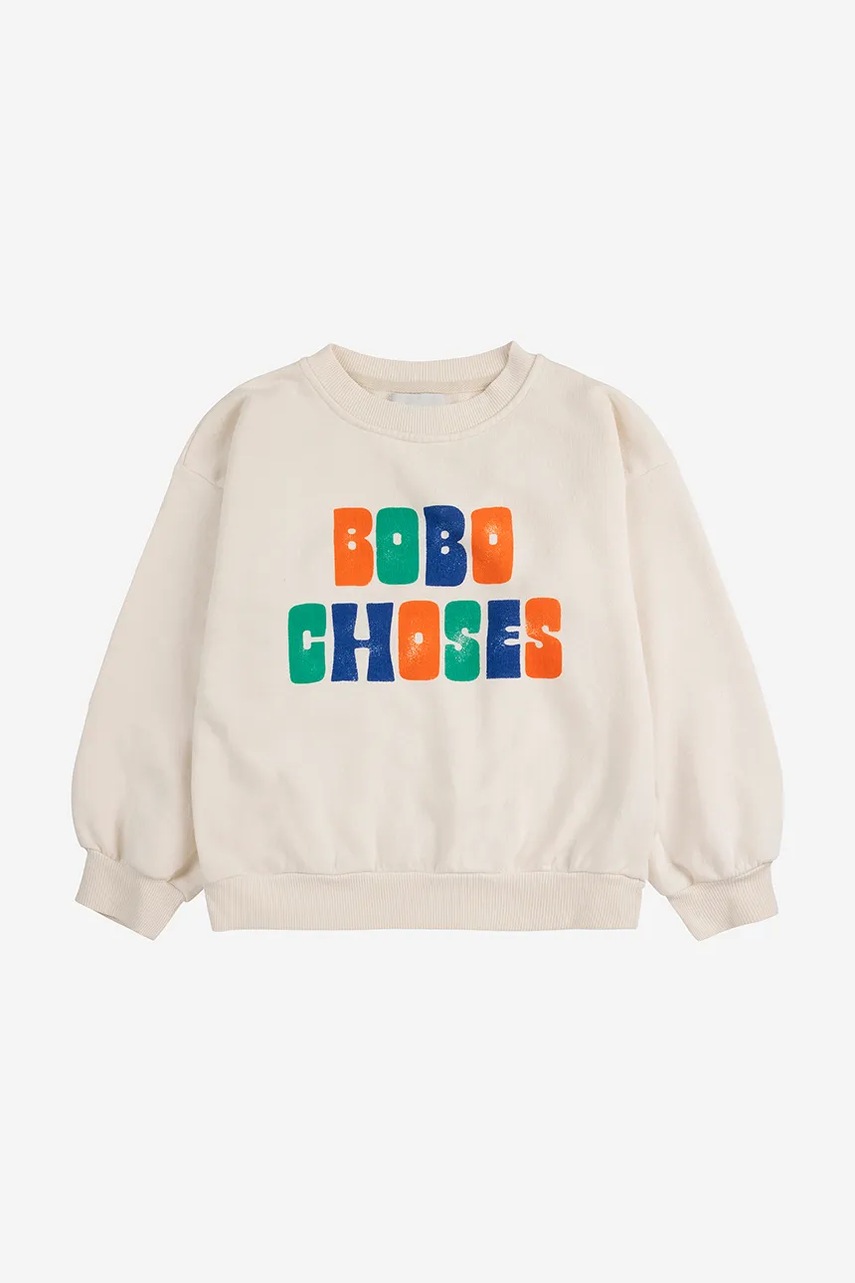 Дитяча бавовняна кофта Bobo Choses колір бежевий з принтом 125AC129