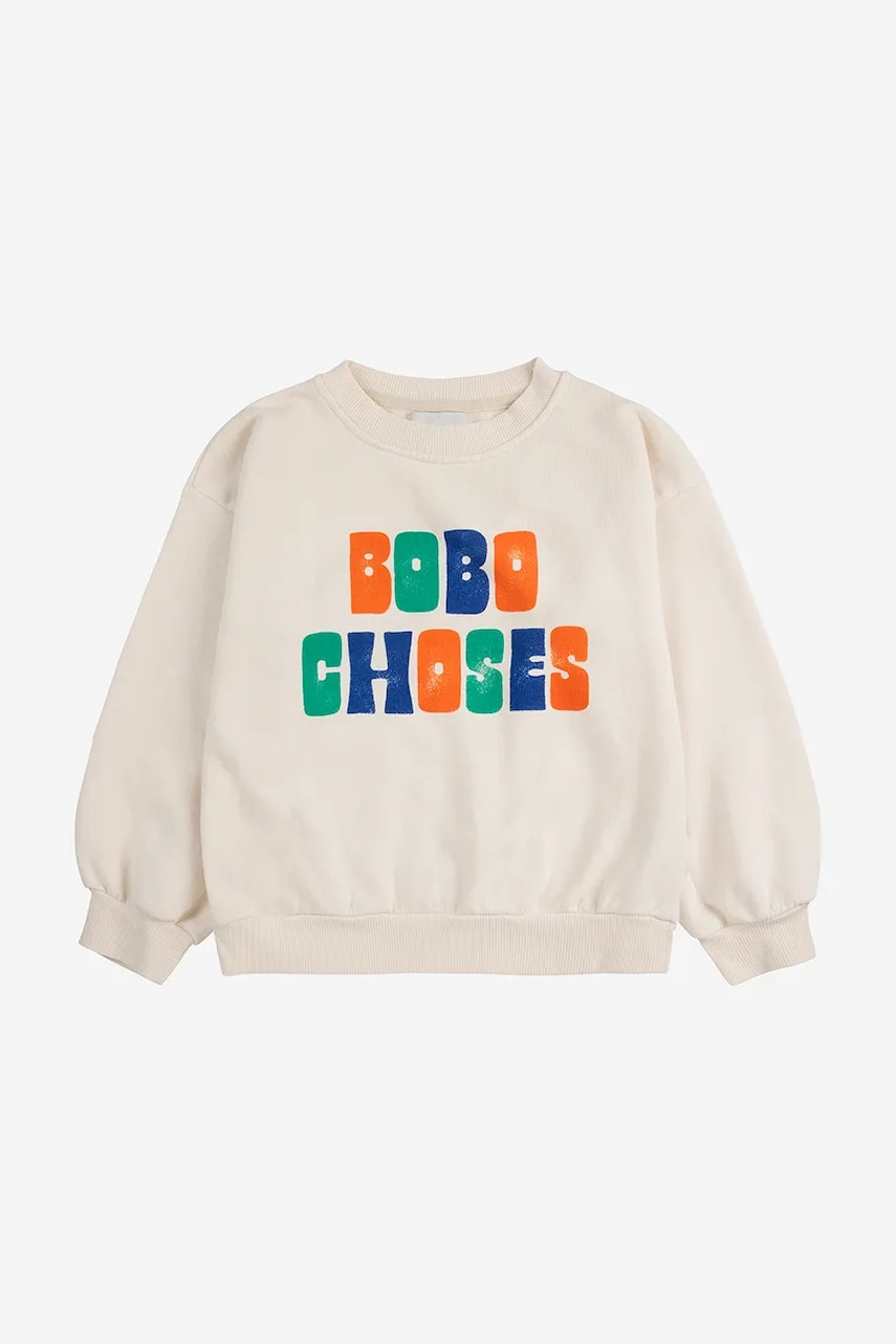 Детская хлопковая кофта Bobo Choses цвет бежевый с принтом 125AC129 Детская хлопковая кофта Bobo Choses цвет бежевый с принтом 125AC129