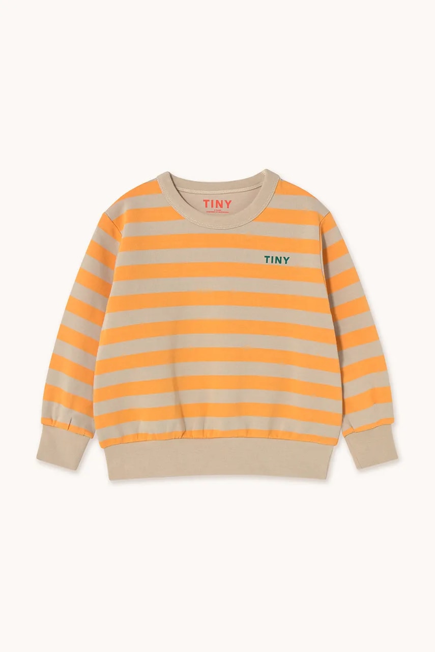 Детская хлопковая кофта Tinycottons STRIPES SWEATSHIRT цвет оранжевый узор SS25-125 Детская хлопковая кофта Tinycottons STRIPES SWEATSHIRT цвет оранжевый узор SS25-125