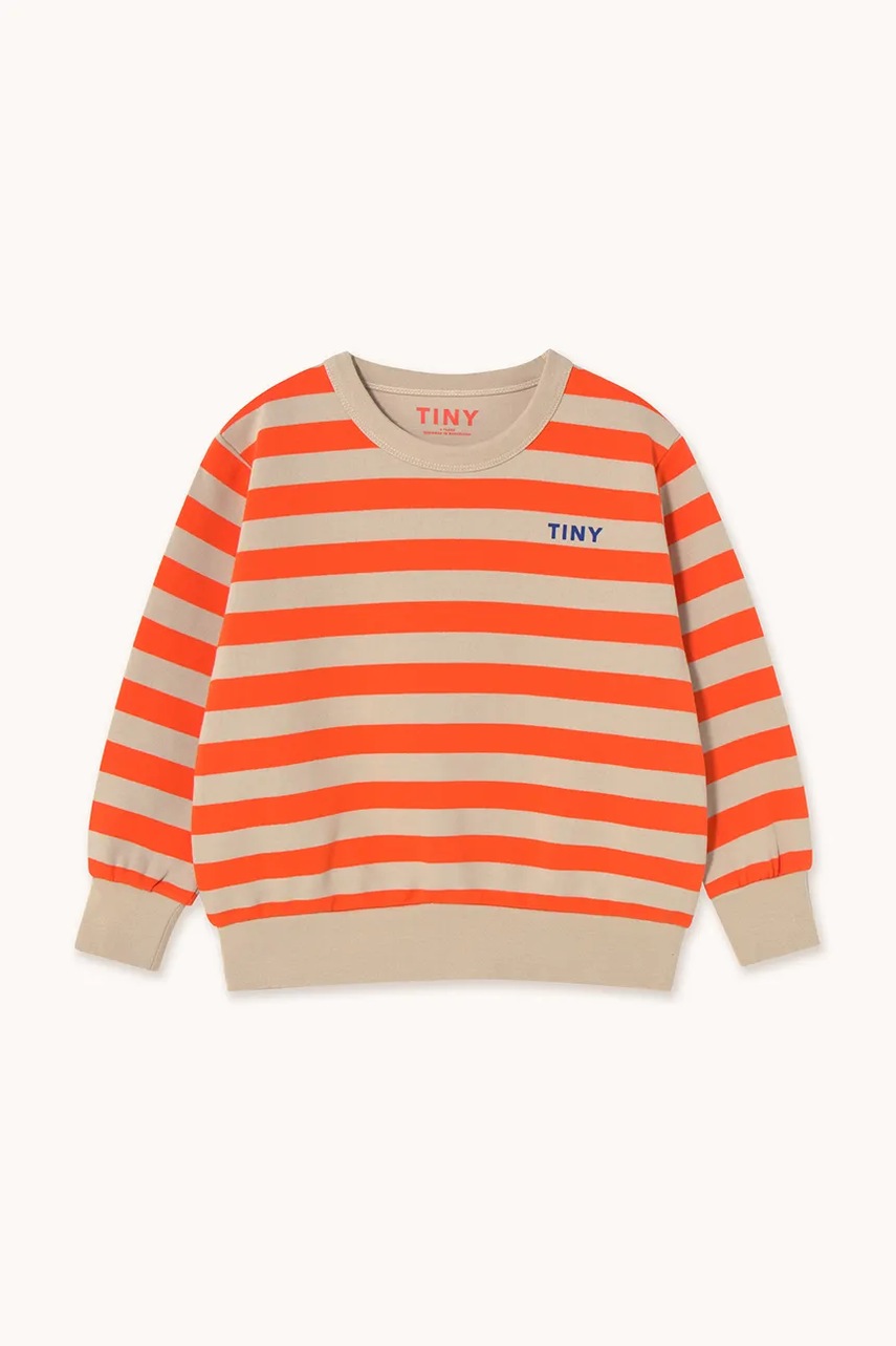 Детская хлопковая кофта Tinycottons STRIPES SWEATSHIRT цвет оранжевый узор SS25-125