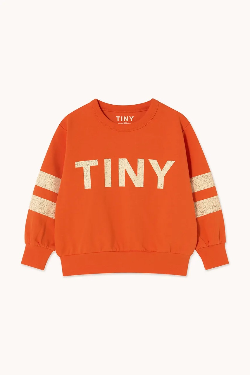 Детская хлопковая кофта Tinycottons STRIPES LOGO SWEATSHIRT цвет оранжевый с принтом SS25-155