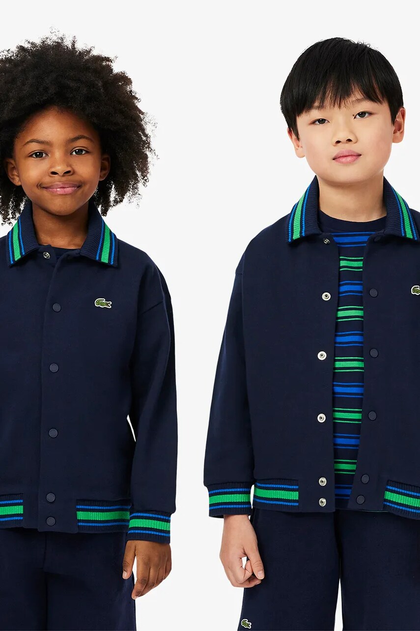 Lacoste hanorac de bumbac pentru copii culoarea albastru marin, neted, SJ8403
