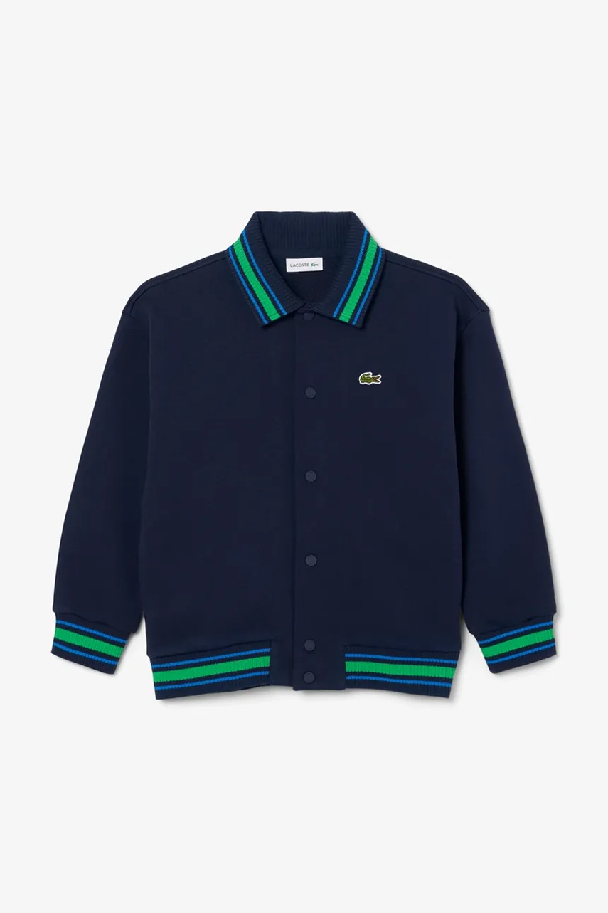Дитяча бавовняна кофта Lacoste колір синій однотонна SJ8403