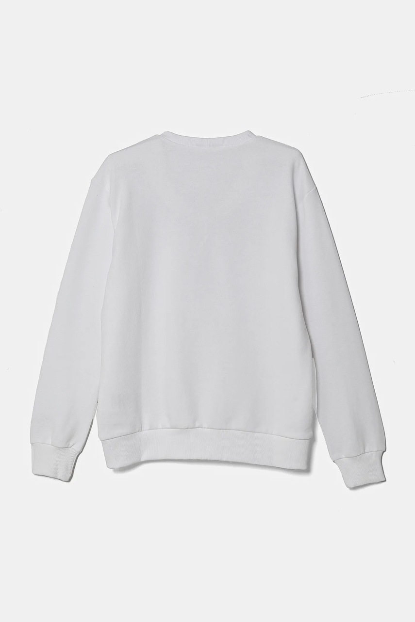Детская хлопковая кофта United Colors of Benetton цвет белый с капюшоном с принтом 3J68C10N2 Детская хлопковая кофта United Colors of Benetton цвет белый с капюшоном с принтом 3J68C10N2