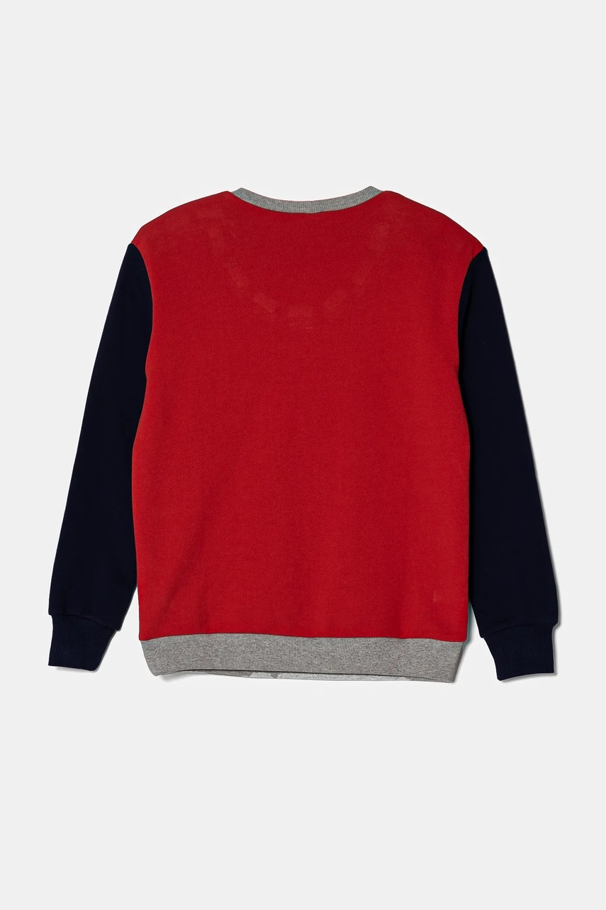 Детская хлопковая кофта United Colors of Benetton цвет красный с капюшоном с принтом 3J68C10N2 Детская хлопковая кофта United Colors of Benetton цвет красный с капюшоном с принтом 3J68C10N2