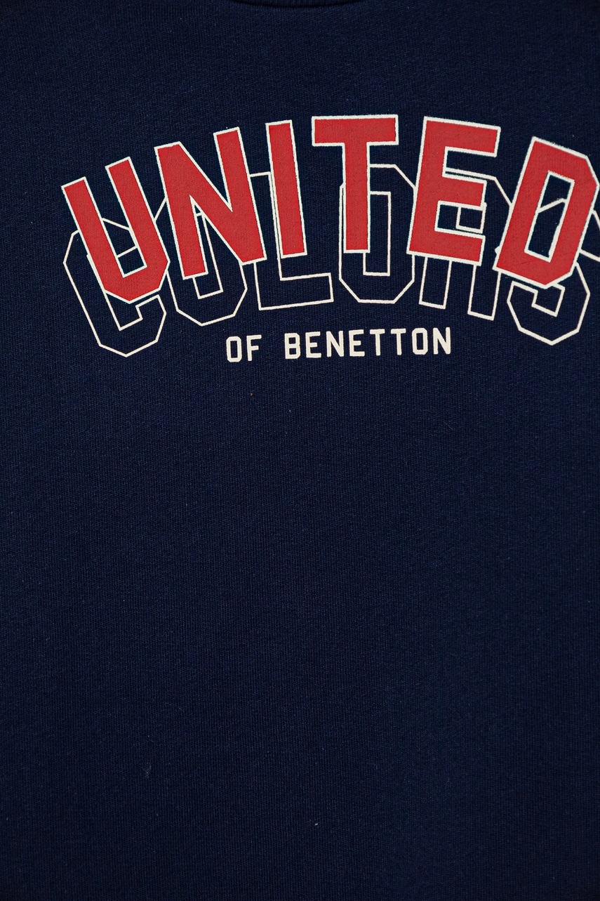 Детская хлопковая кофта United Colors of Benetton цвет синий с капюшоном с принтом 3J68C10N2 Детская хлопковая кофта United Colors of Benetton цвет синий с капюшоном с принтом 3J68C10N2
