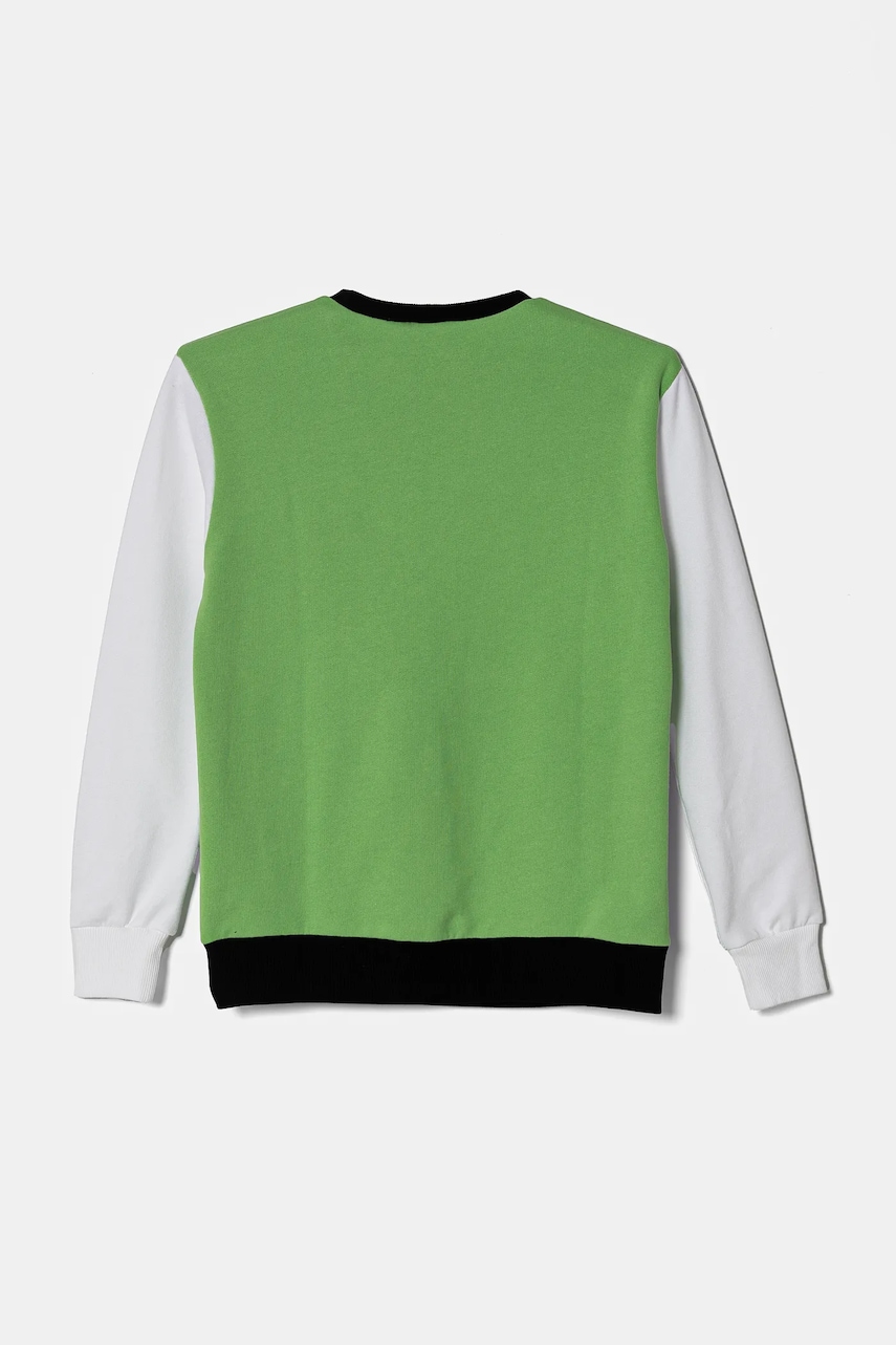 Детская хлопковая кофта United Colors of Benetton цвет зелёный с капюшоном с принтом 3J68C10N2 Детская хлопковая кофта United Colors of Benetton цвет зелёный с капюшоном с принтом 3J68C10N2