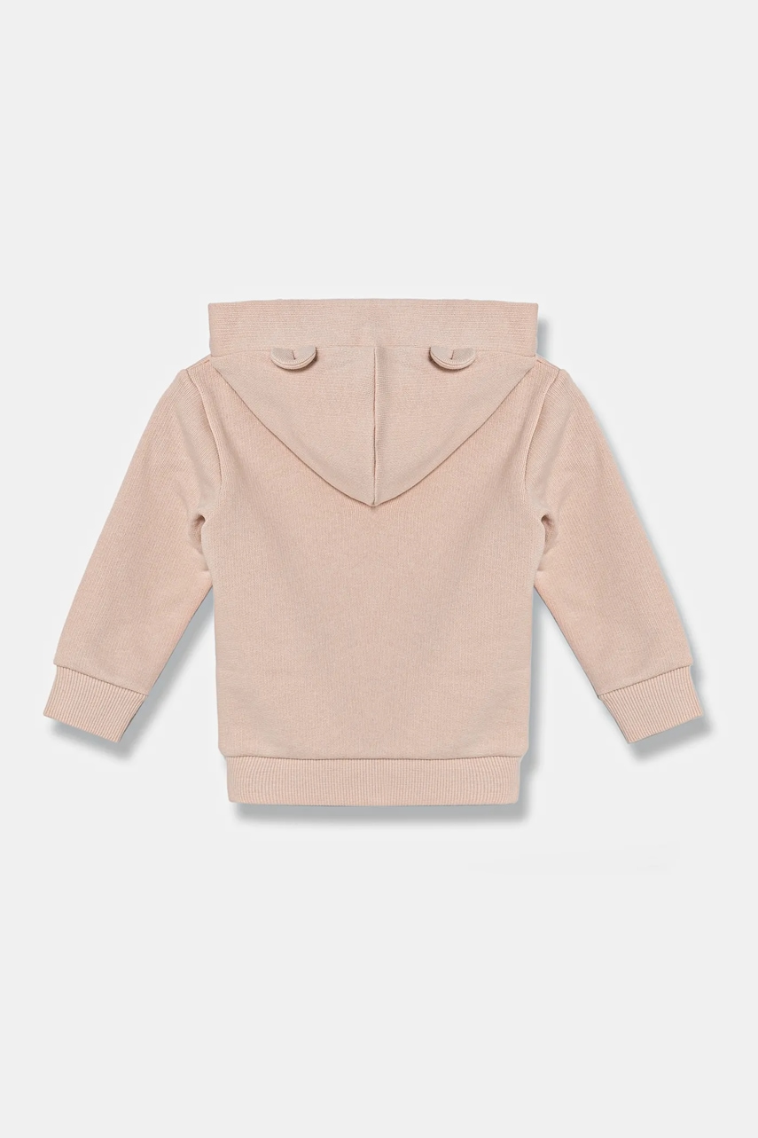 Хлопковая кофта для младенцев United Colors of Benetton цвет оранжевый с капюшоном однотонная 3J70A5017 Хлопковая кофта для младенцев United Colors of Benetton цвет оранжевый с капюшоном однотонная 3J70A5017