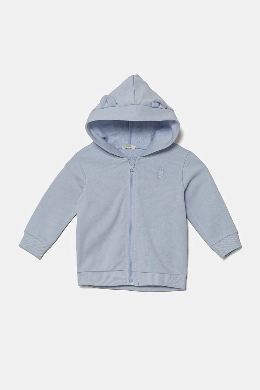 United Colors of Benetton hanorac de bumbac pentru bebeluși cu glugă, uni, 3J70A5017