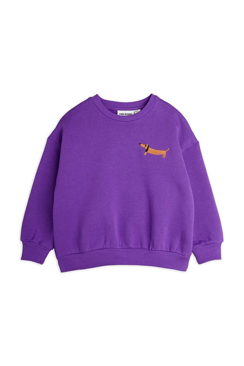 Mini Rodini hanorac de bumbac pentru copii Dog culoarea violet, neted, 2472013445