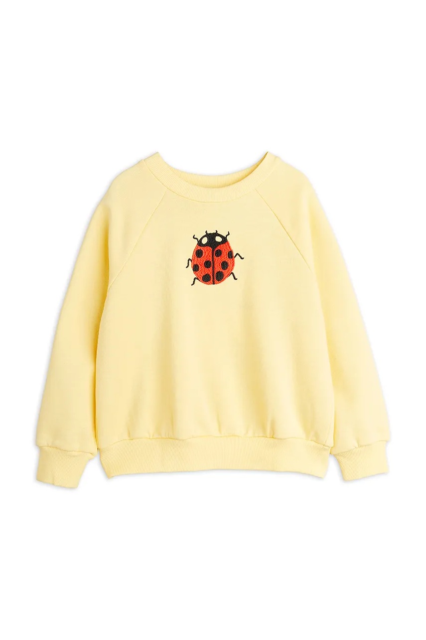 Детская хлопковая кофта Mini Rodini Ladybugs цвет жёлтый с аппликацией 2522010923 Детская хлопковая кофта Mini Rodini Ladybugs цвет жёлтый с аппликацией 2522010923