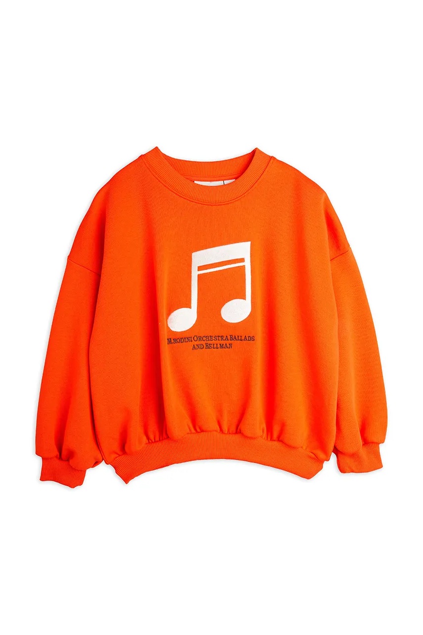 Детская хлопковая кофта Mini Rodini Note цвет оранжевый с аппликацией 2522011642