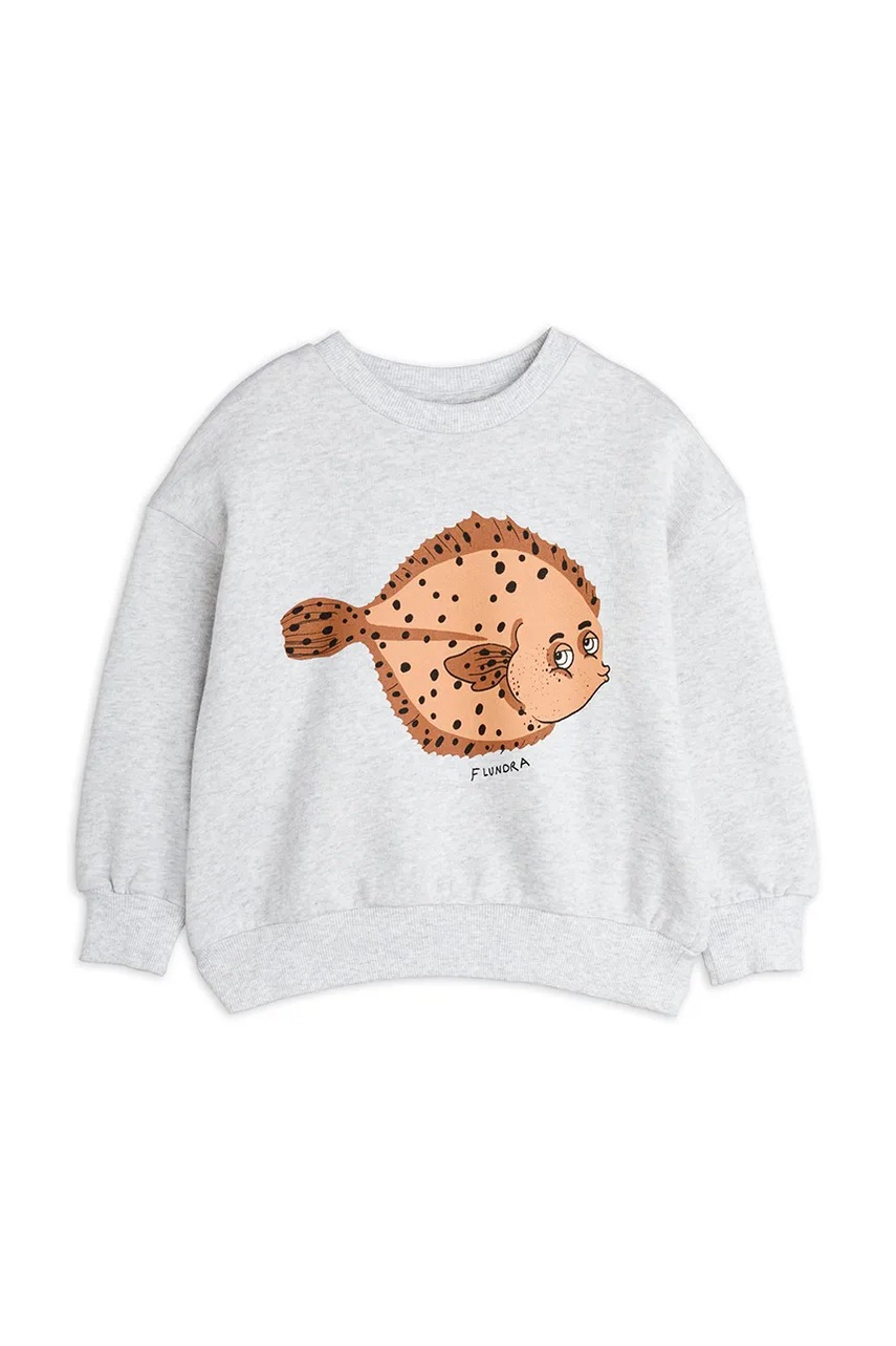 Детская хлопковая кофта Mini Rodini Flundra цвет серый с принтом 2522012894