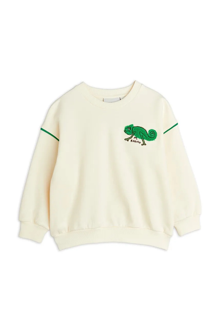 Детская хлопковая кофта Mini Rodini Lizard цвет бежевый с аппликацией 2522015411