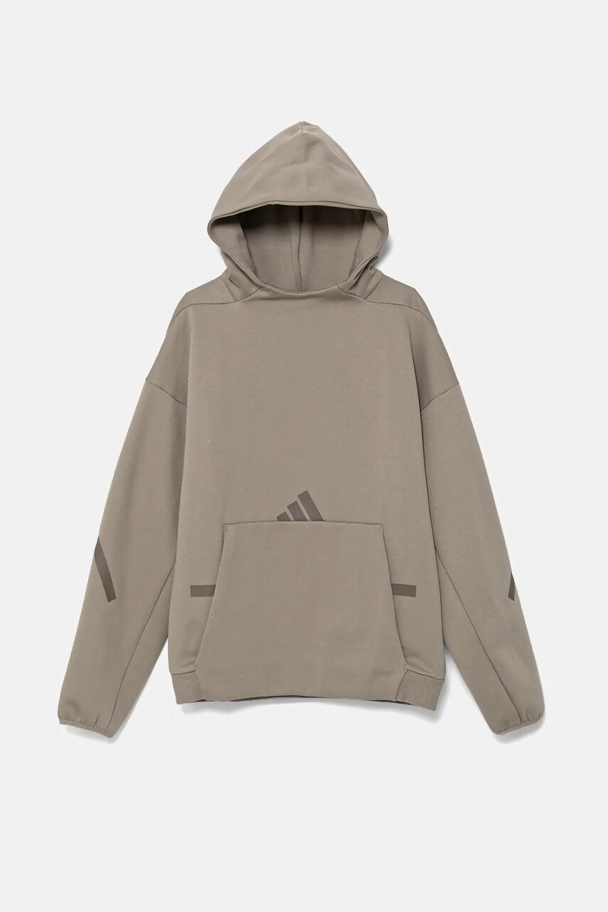 adidas bluza copii culoarea bej, cu gluga, uni, JD0004