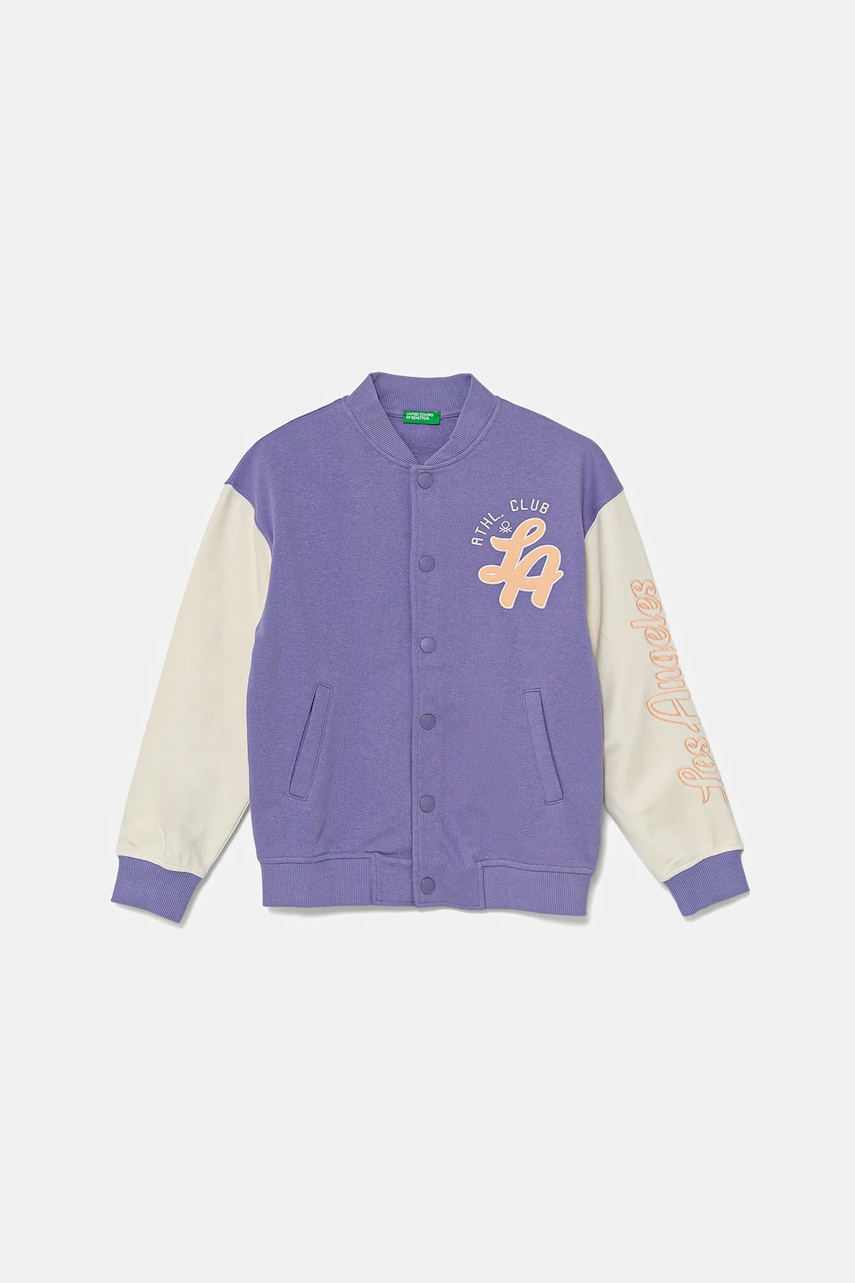 United Colors of Benetton bluză copii culoarea violet, cu imprimeu, 32N4C504V United Colors of Benetton bluză copii culoarea violet, cu imprimeu, 32N4C504V