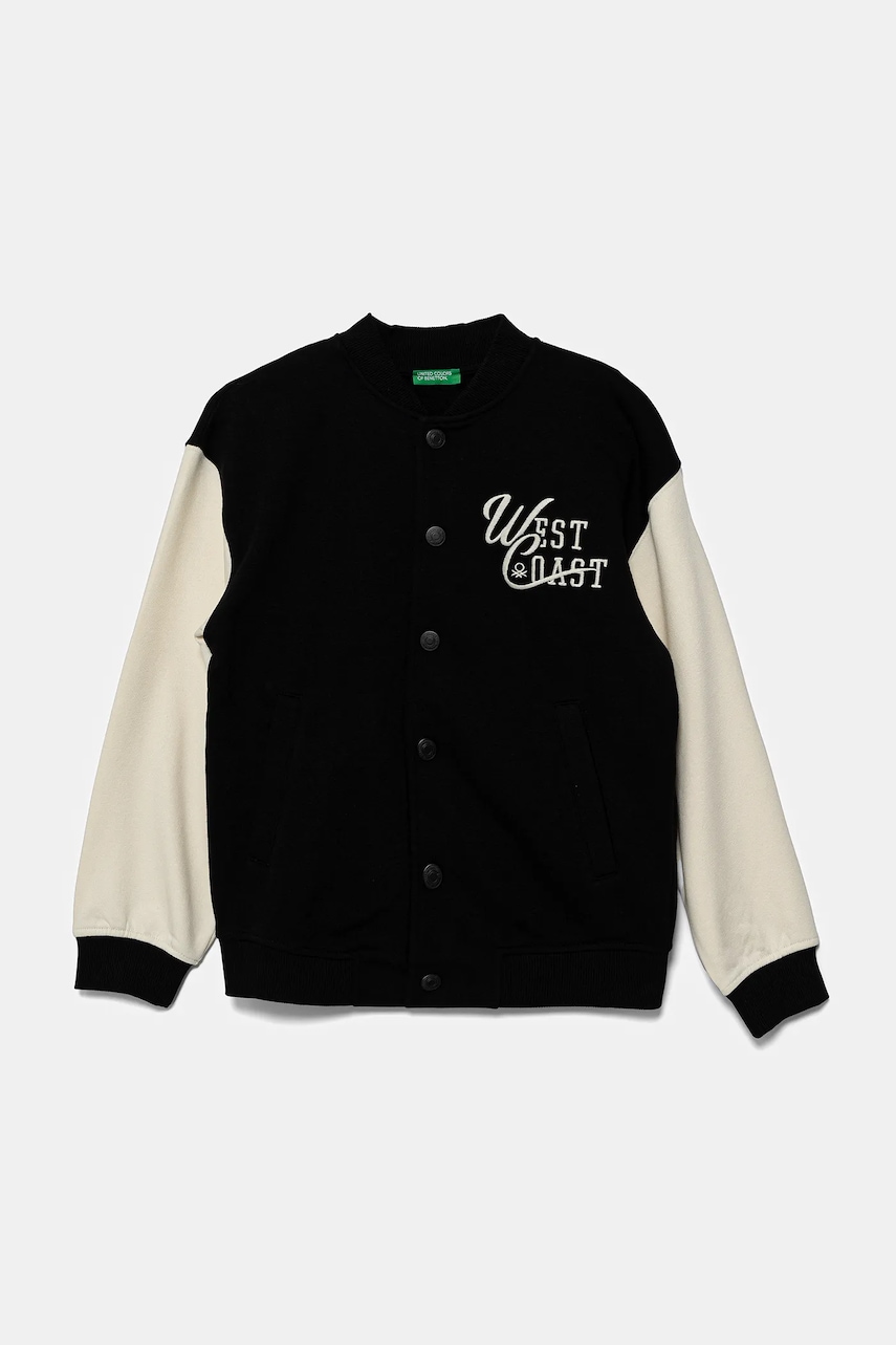 United Colors of Benetton bluză copii culoarea negru, cu imprimeu, 32N4C504V