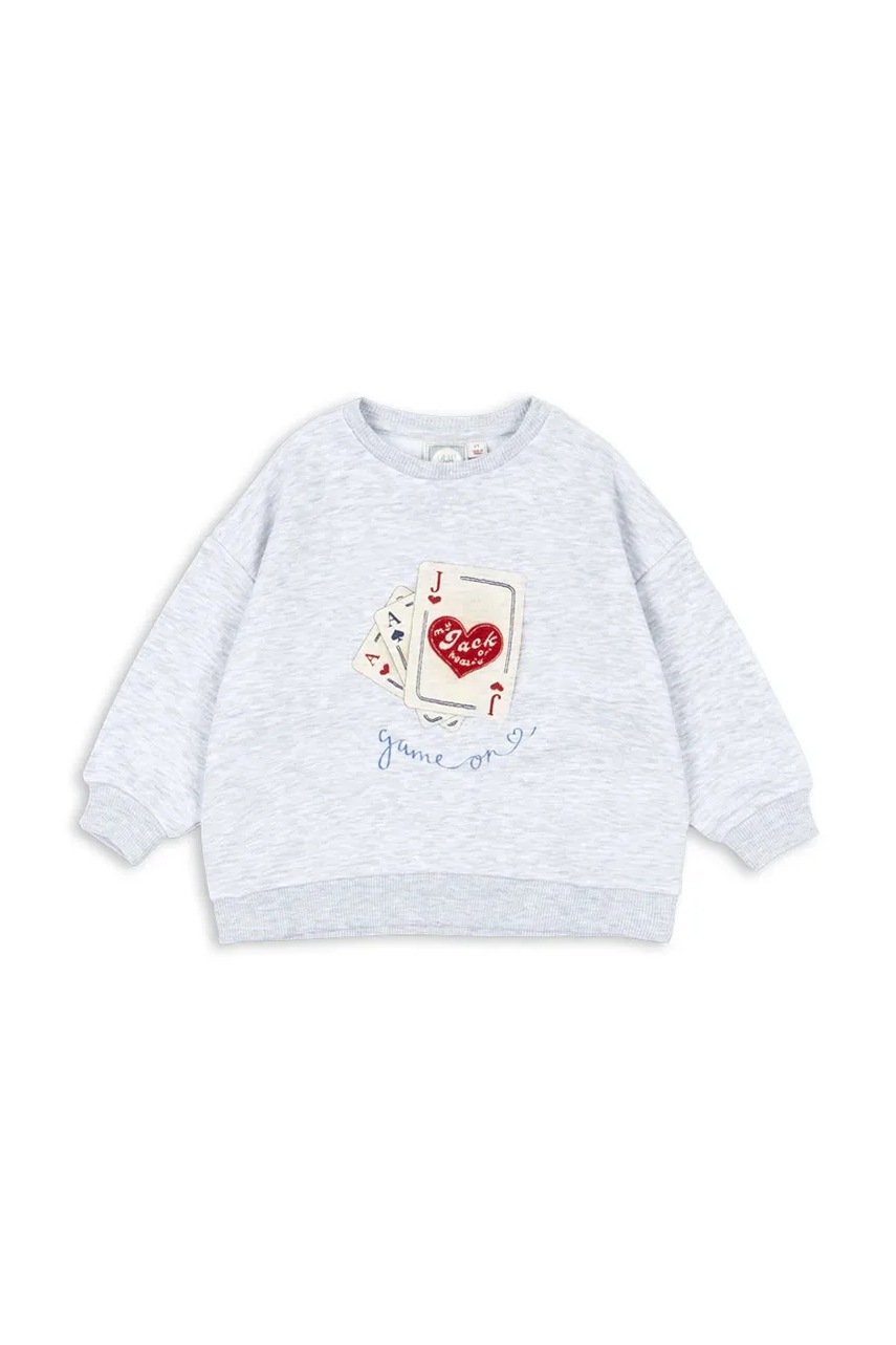 Детская хлопковая кофта Konges Sløjd RHW X KS JACK SWEAT OCS цвет серый с аппликацией Rosie Huntington Whiteley KS103603 Детская хлопковая кофта Konges Sløjd RHW X KS JACK SWEAT OCS цвет серый с аппликацией Rosie Huntington Whiteley KS103603
