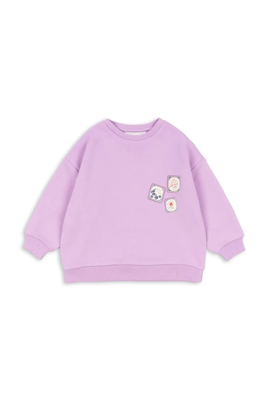 Детская хлопковая кофта Konges Sløjd RHW X KS LETTRE SWEAT OCS цвет фиолетовый с принтом Rosie Huntington Whiteley KS103611 Детская хлопковая кофта Konges Sløjd RHW X KS LETTRE SWEAT OCS цвет фиолетовый с принтом Rosie Huntington Whiteley KS103611